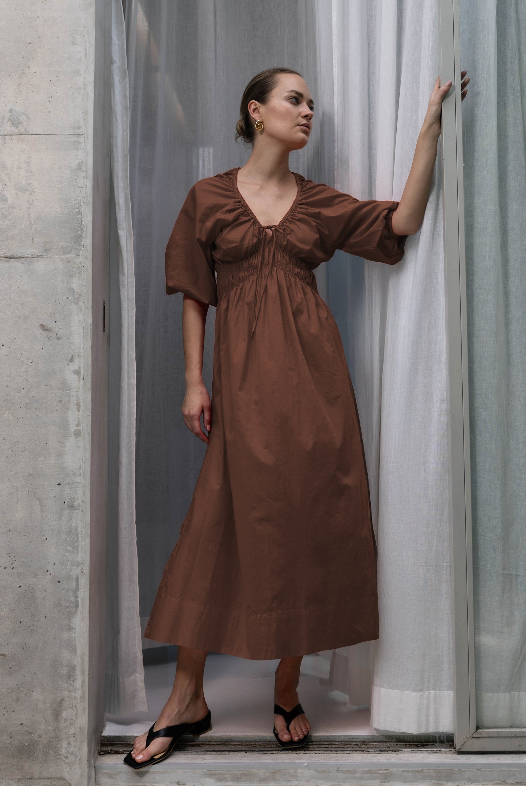 Agnes Dress - Brandy Brown