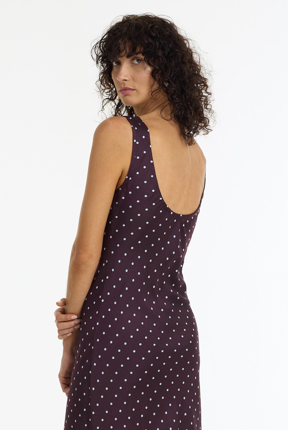 Alexandria Spot Bias Cut Maxi Dress | Burgundy | PRE-ORDER