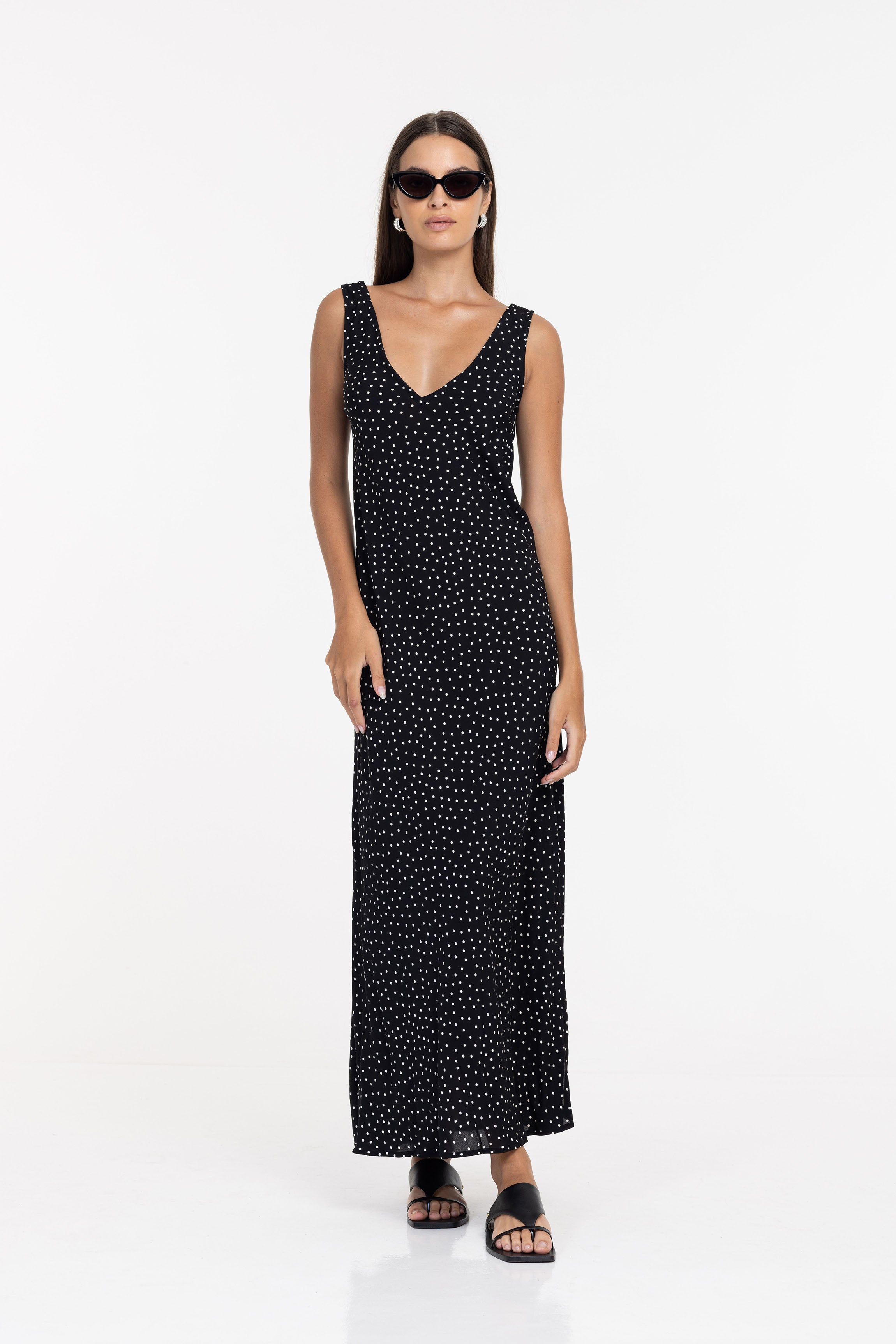 Alexandria Dress - Black w White Spot