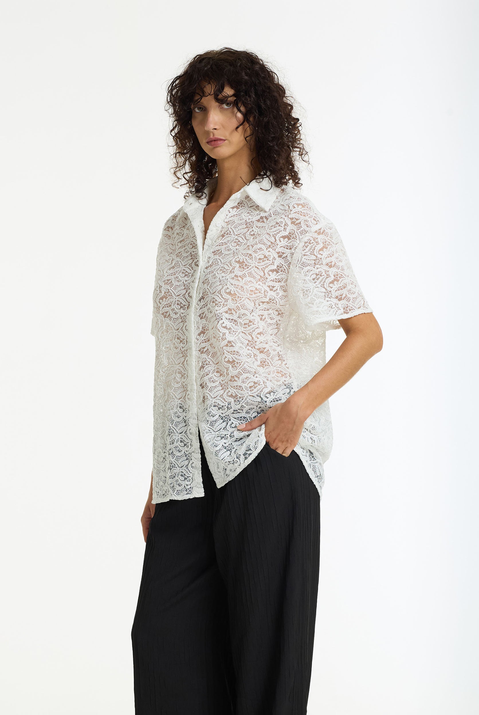 Align Lace Shirt | White