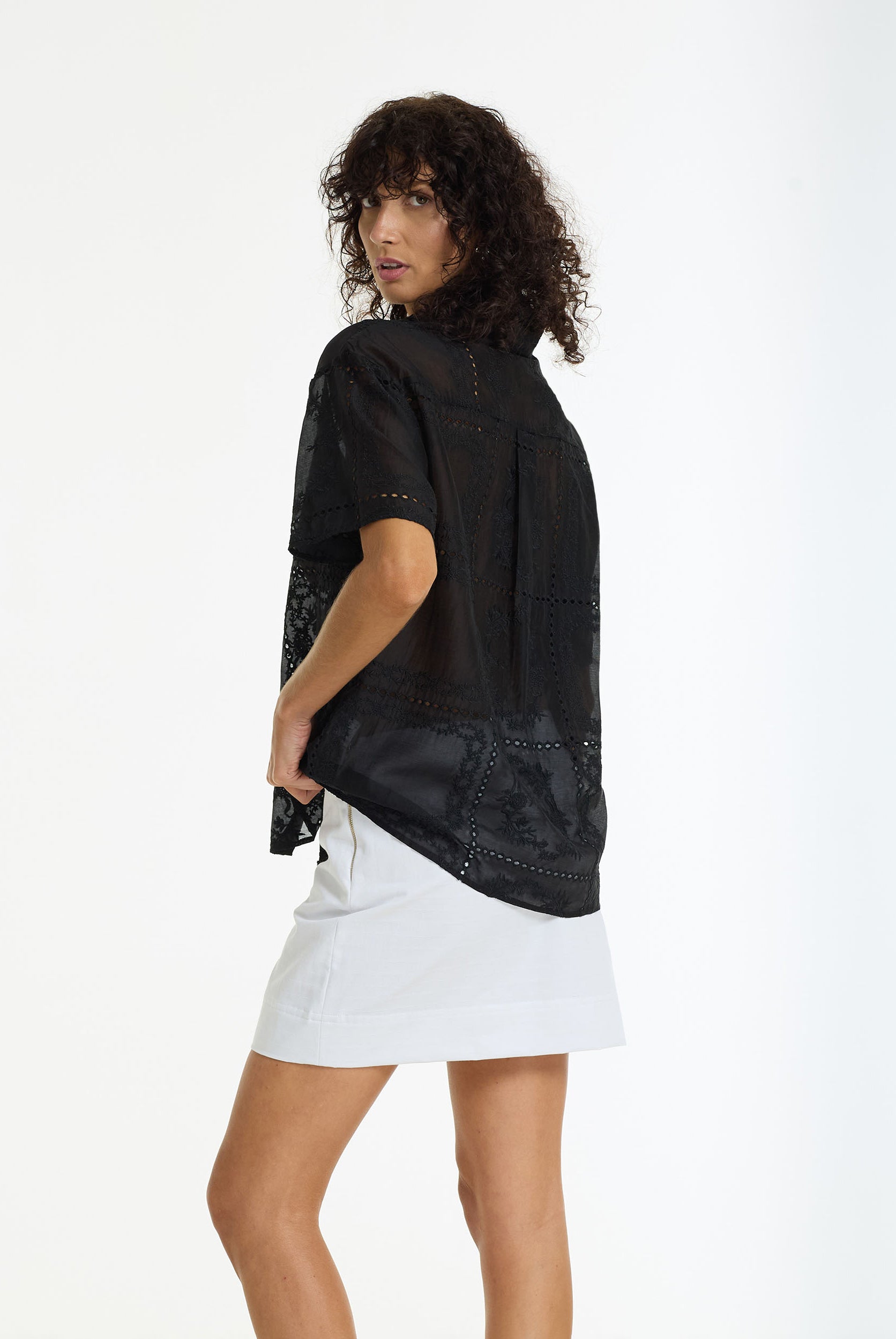 Align Short Sleeve Anglaise Shirt | Black | PRE-ORDER