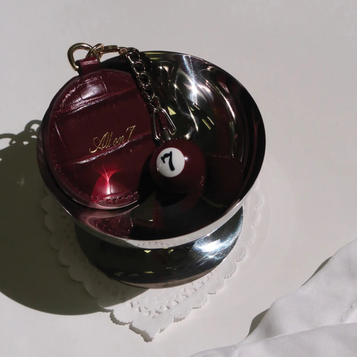 All On Seven - Circle Keychain - Burgundy
