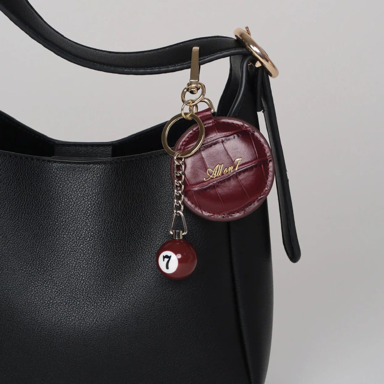All On Seven - Circle Keychain - Burgundy