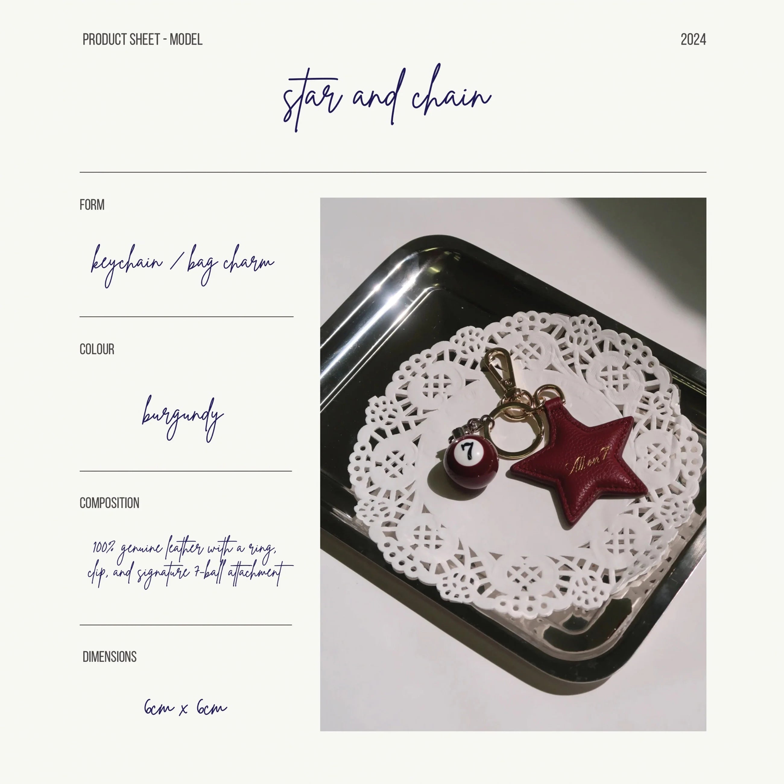 All On Seven - Star Keychain - Burgundy
