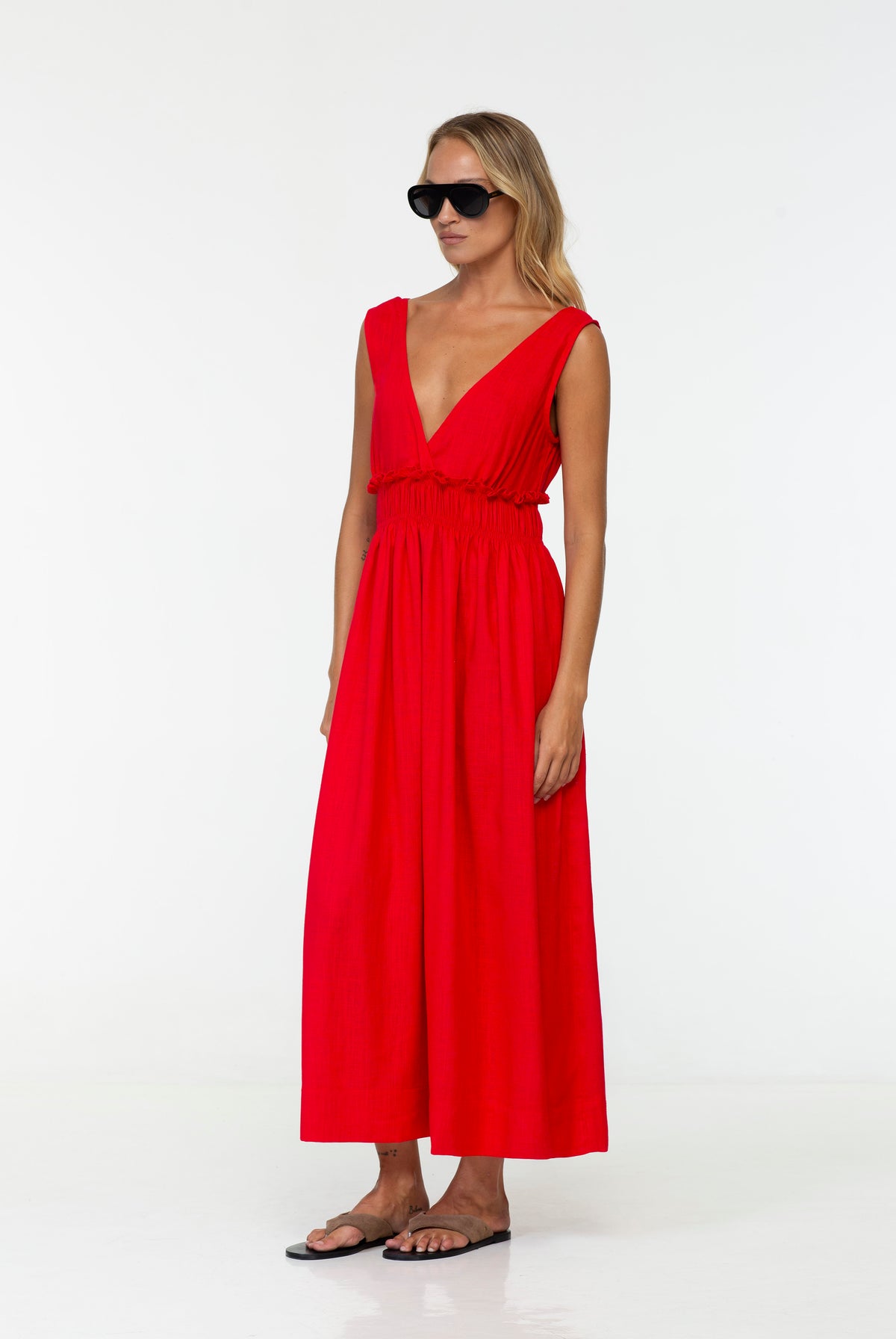 Anya Linen Maxi Dress | Strawberry Red | PRE-ORDER