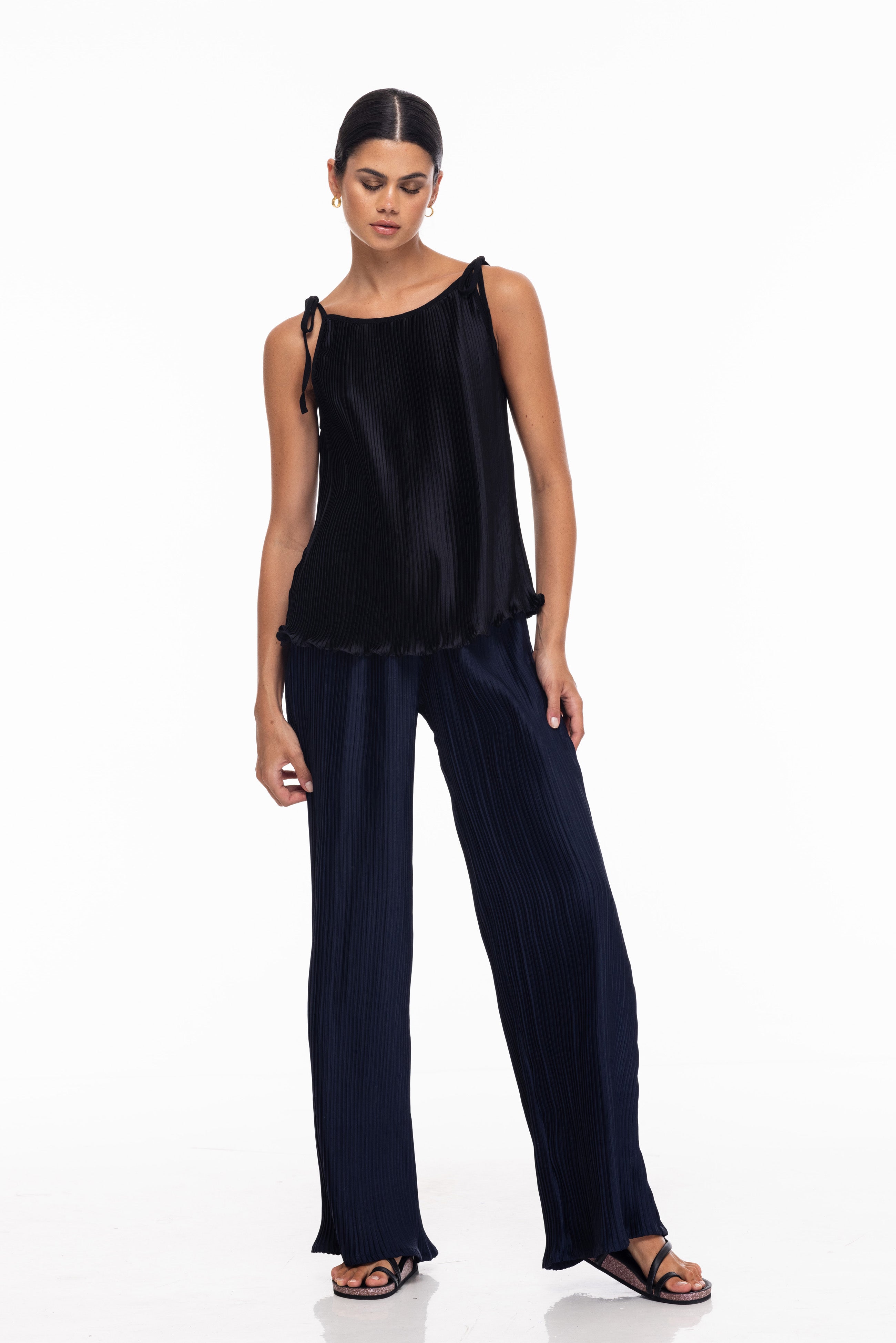 Pleat Lenny Pants - Navy