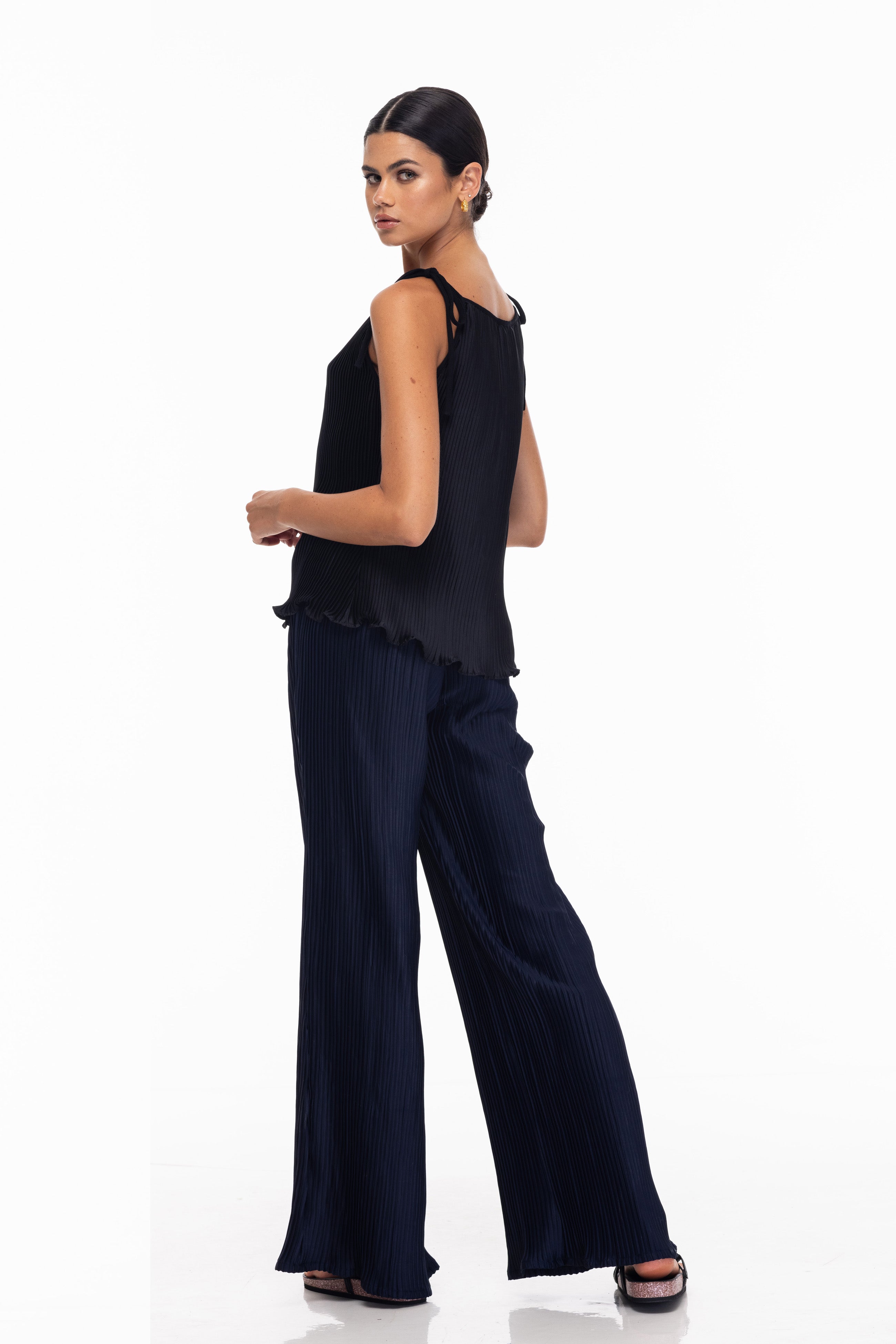 Pleat Lenny Pants - Navy