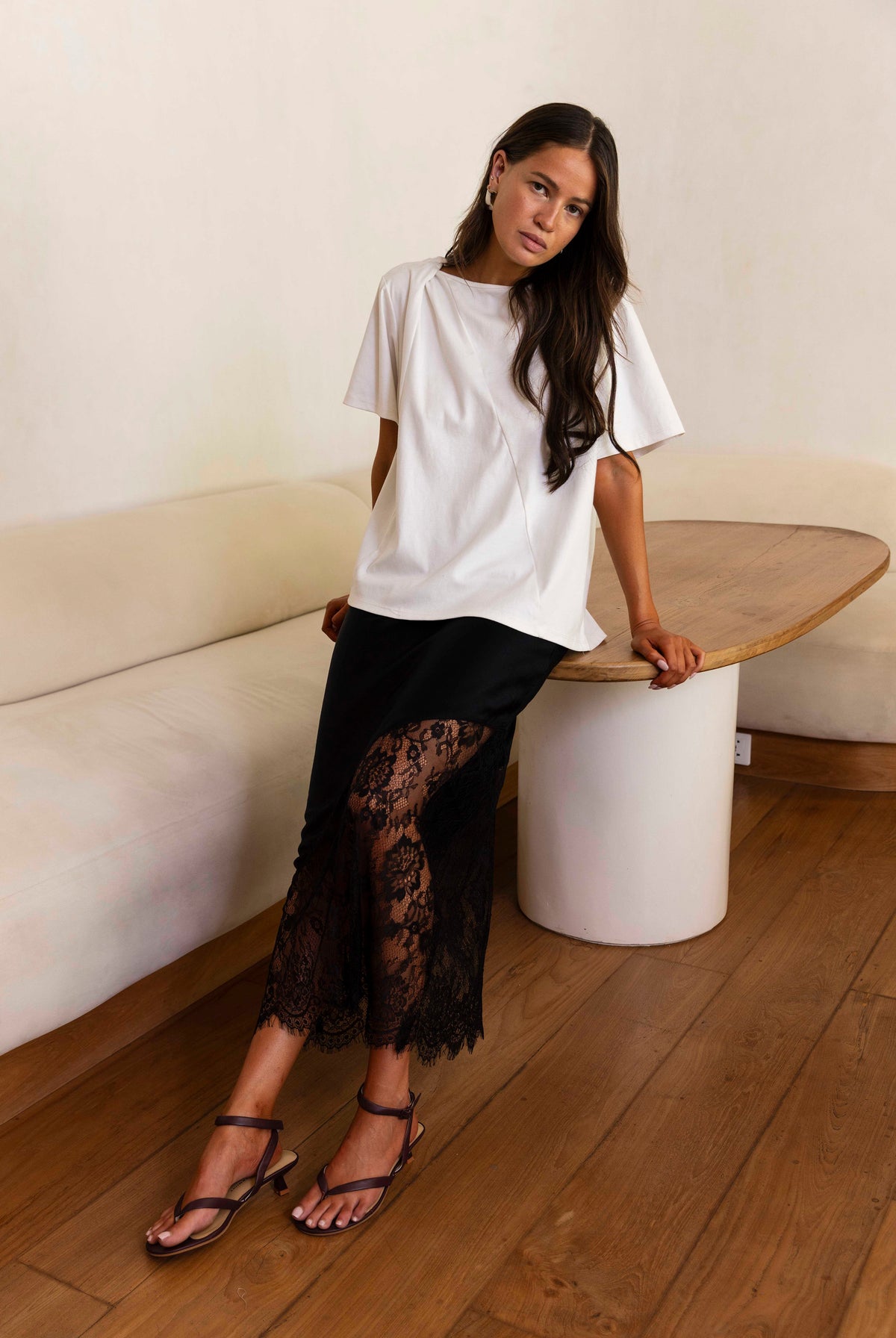 Before Dawn Asymmetric Tee | White