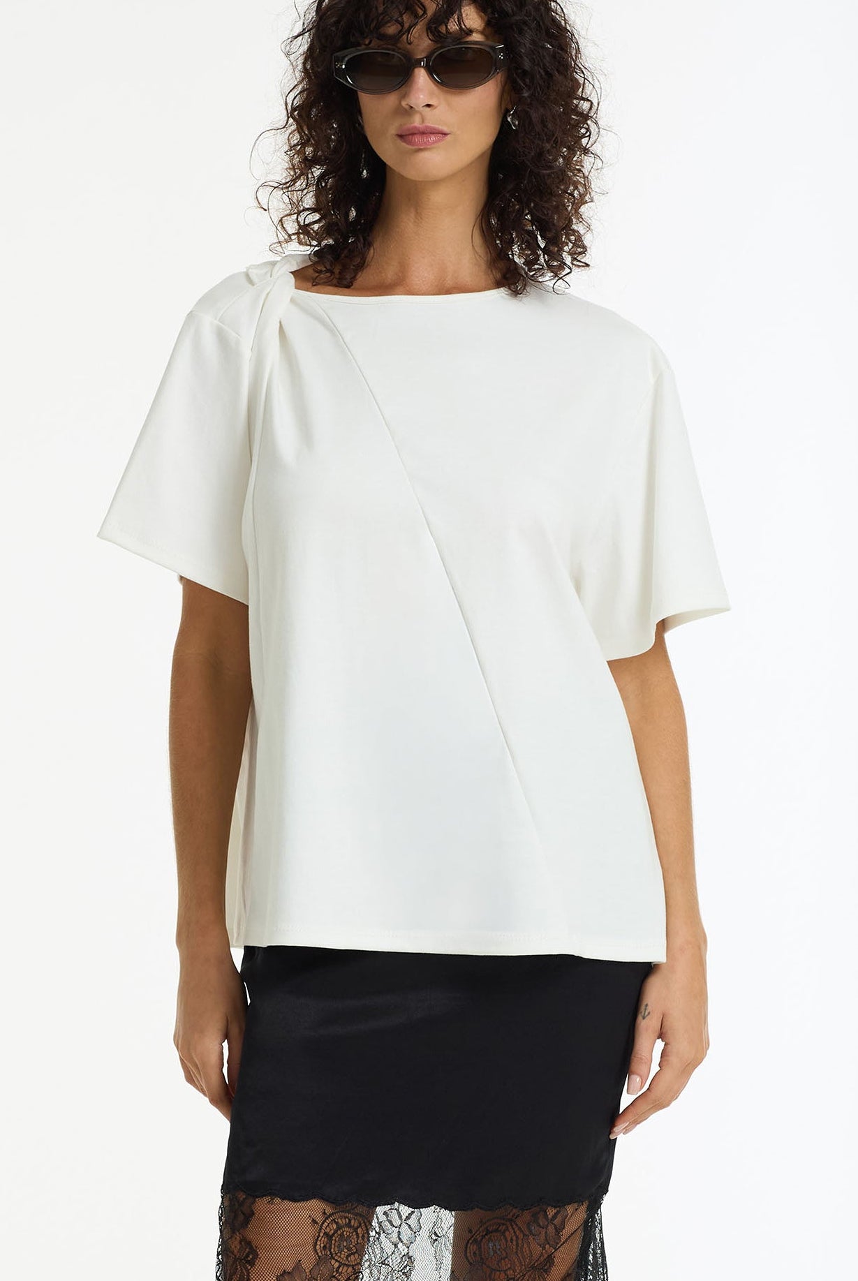 Before Dawn Asymmetric Tee | White | PRE-ORDER