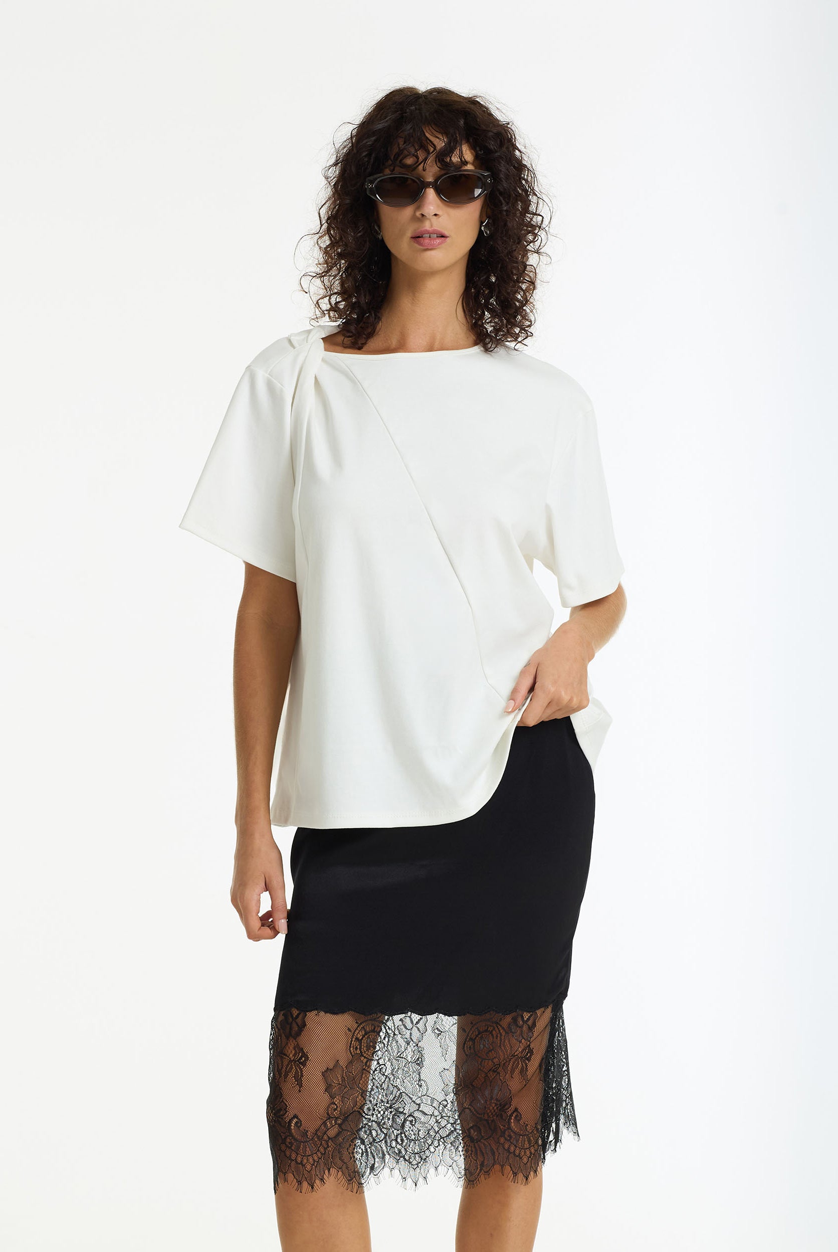 Before Dawn Asymmetric Tee | White | PRE-ORDER