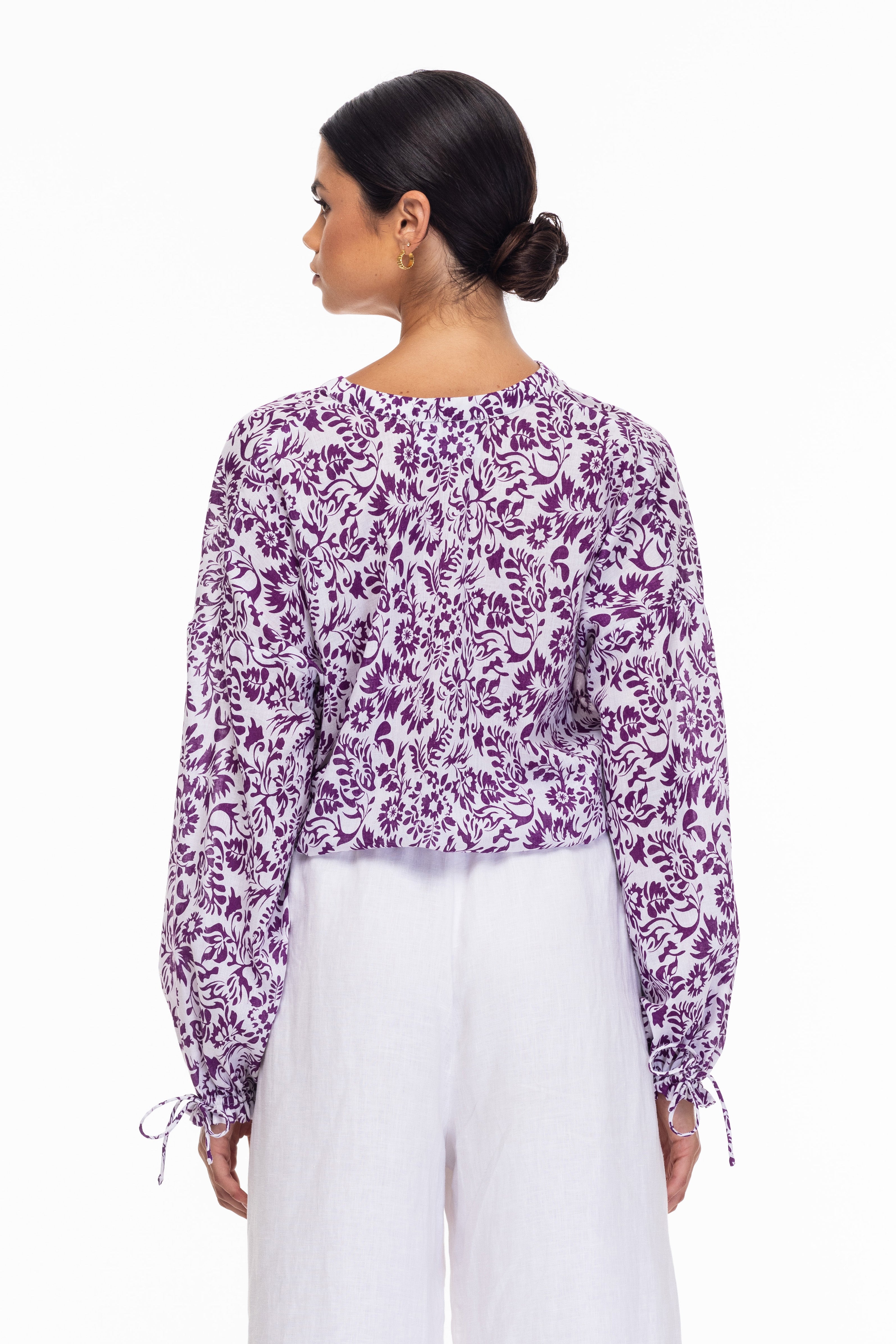 Betty Blouse - Purple/White Print