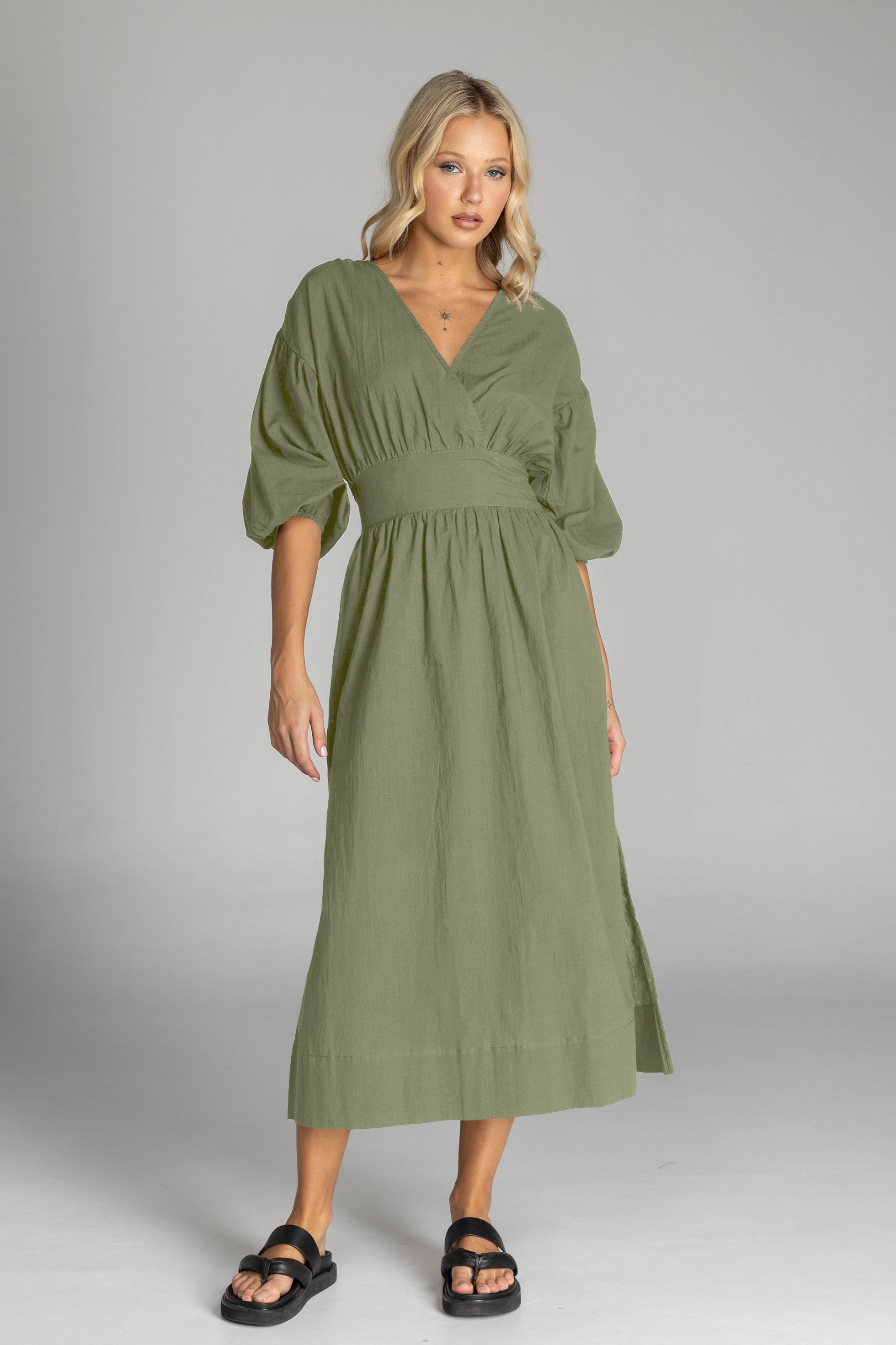 Blossom Kisses Dress - Martini Olive
