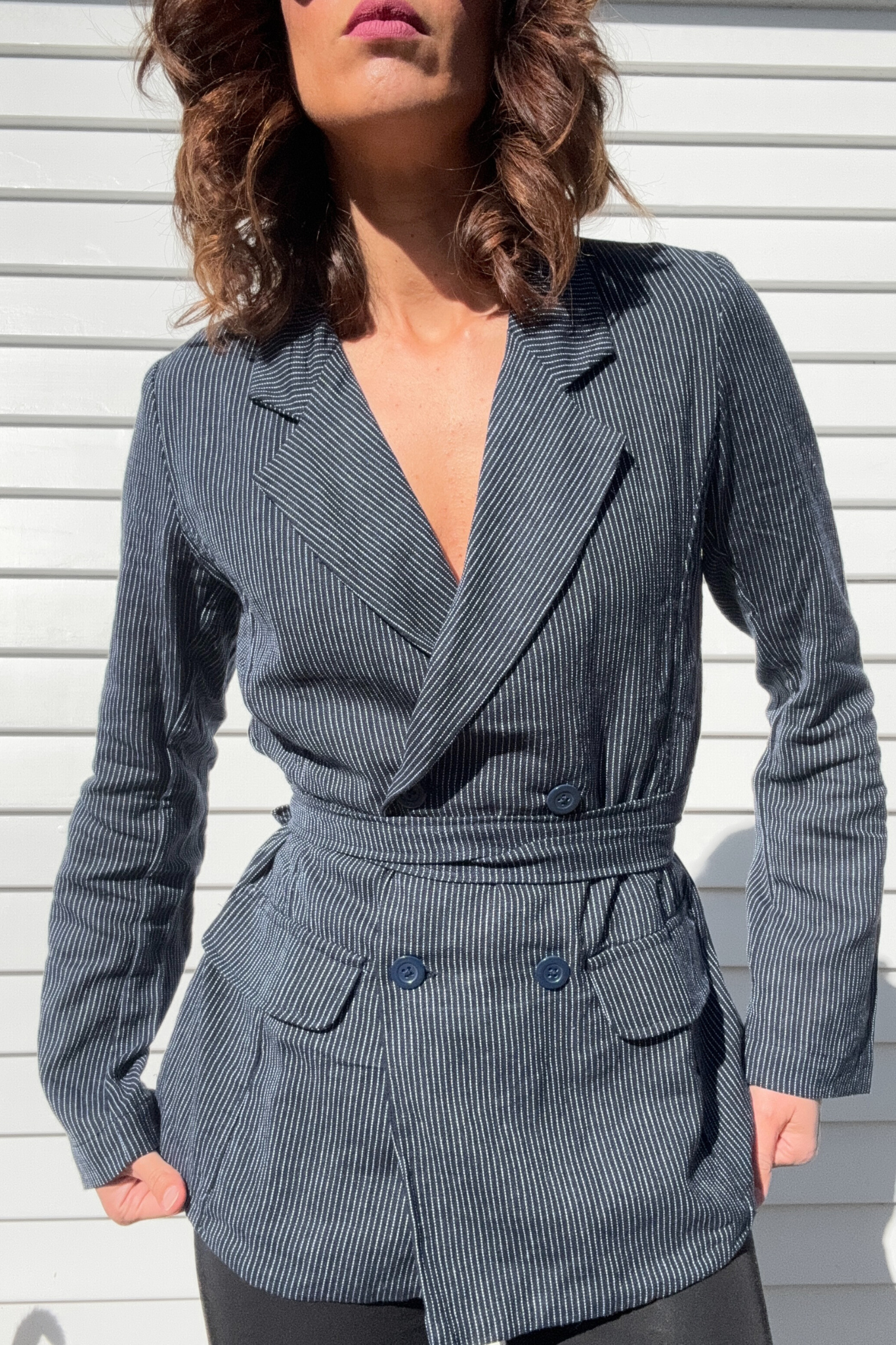 Boss Blazer - Navy/Thin White Stripe