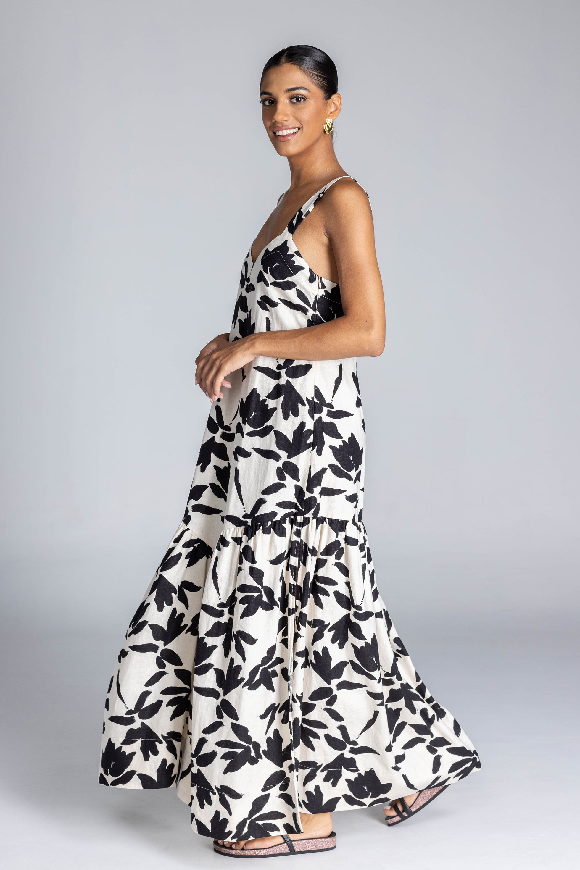 Break Your Heart Dress - Ivory with Black Floral