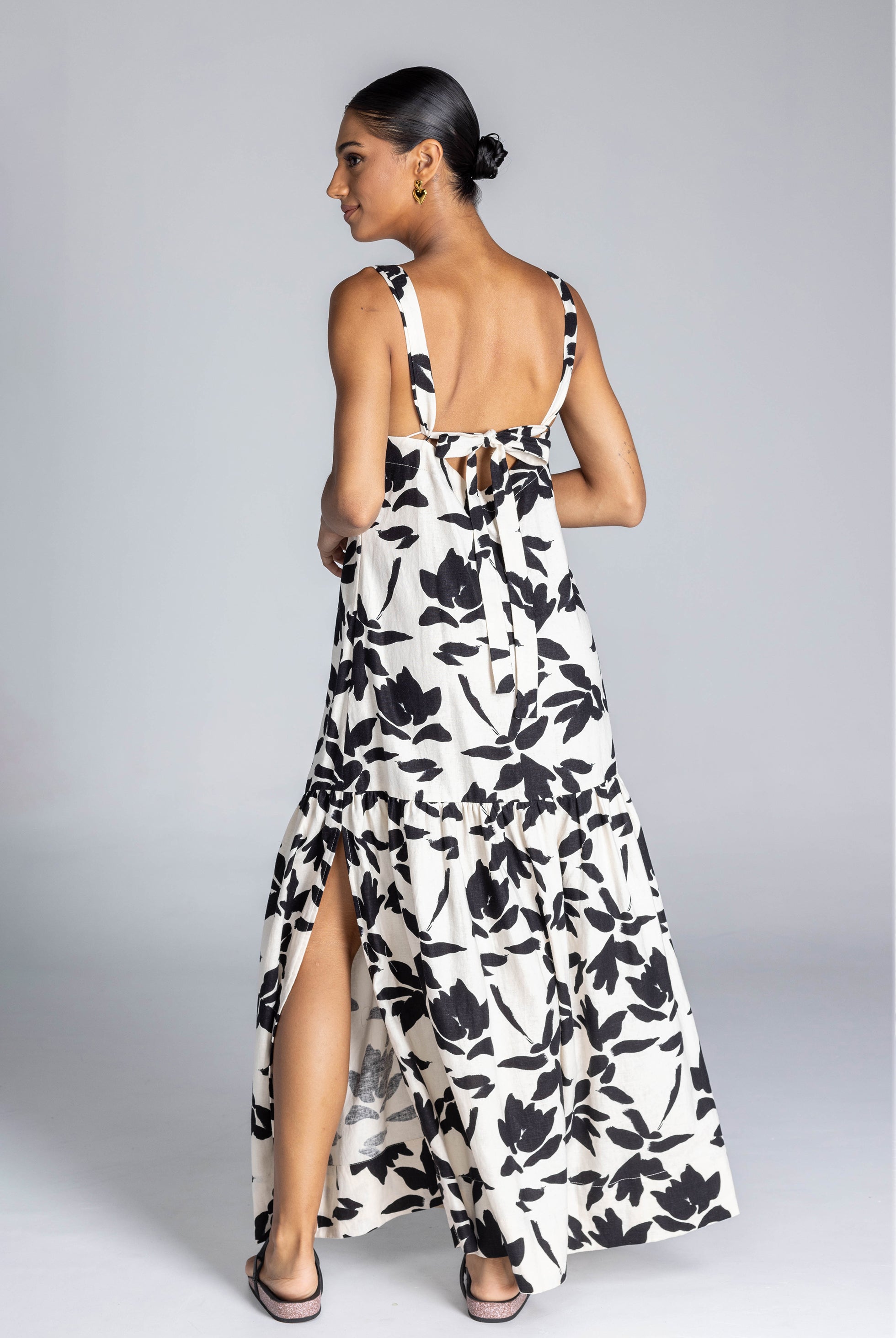 Break Your Heart Dress - Ivory with Black Floral