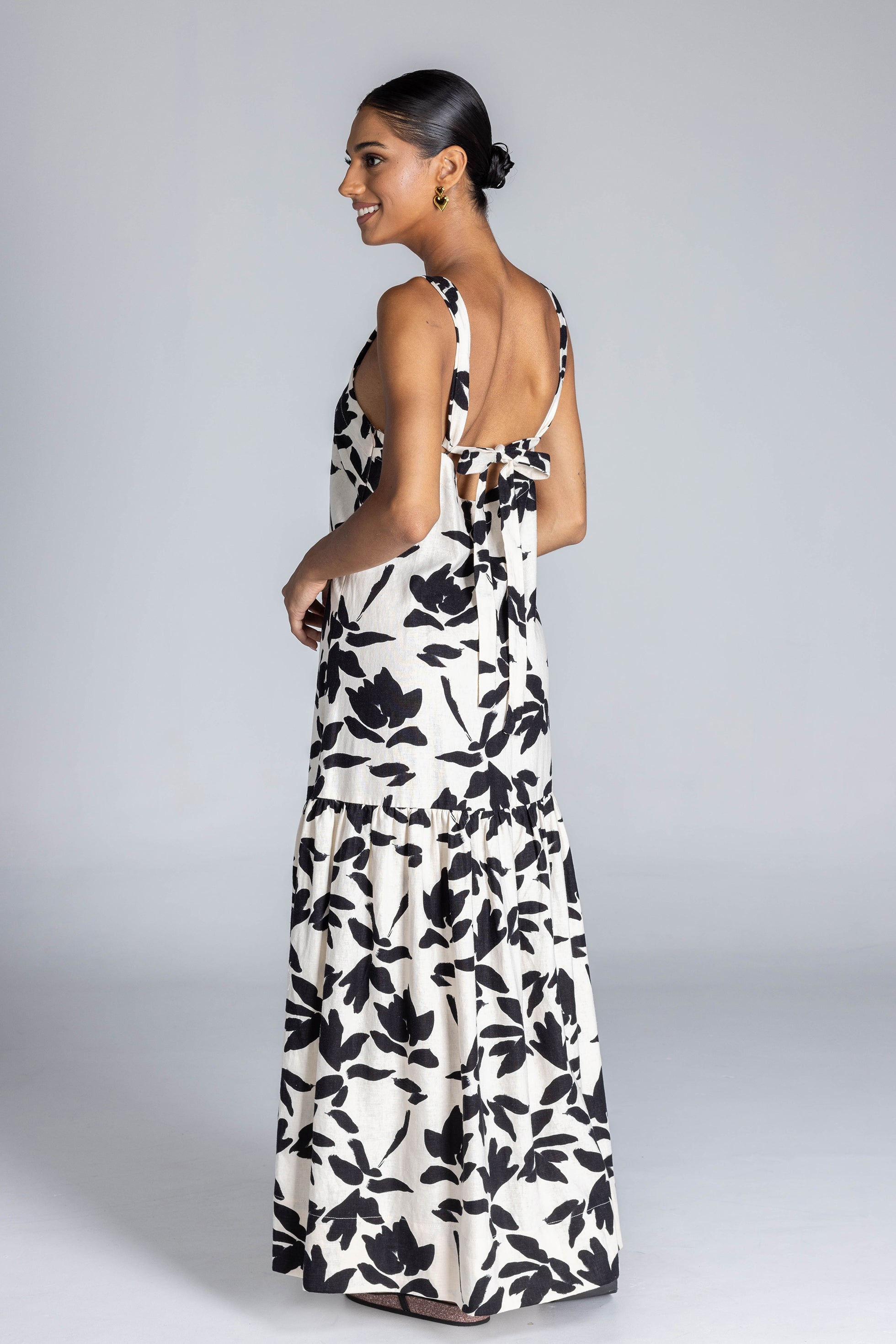 Break Your Heart Dress - Ivory with Black Floral