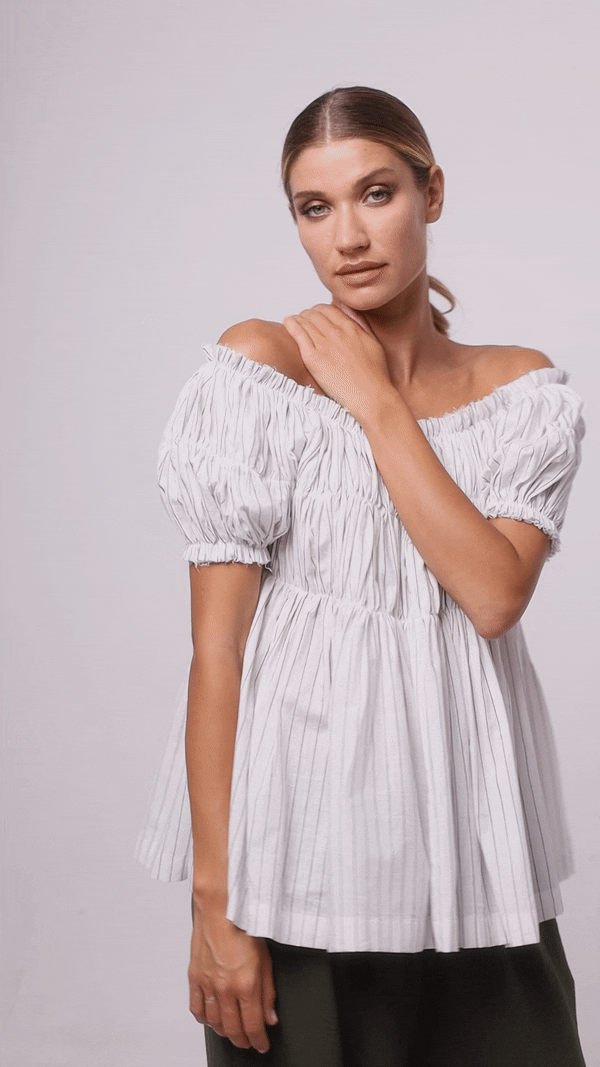 Butterfly Top - White With Black Pinstripe