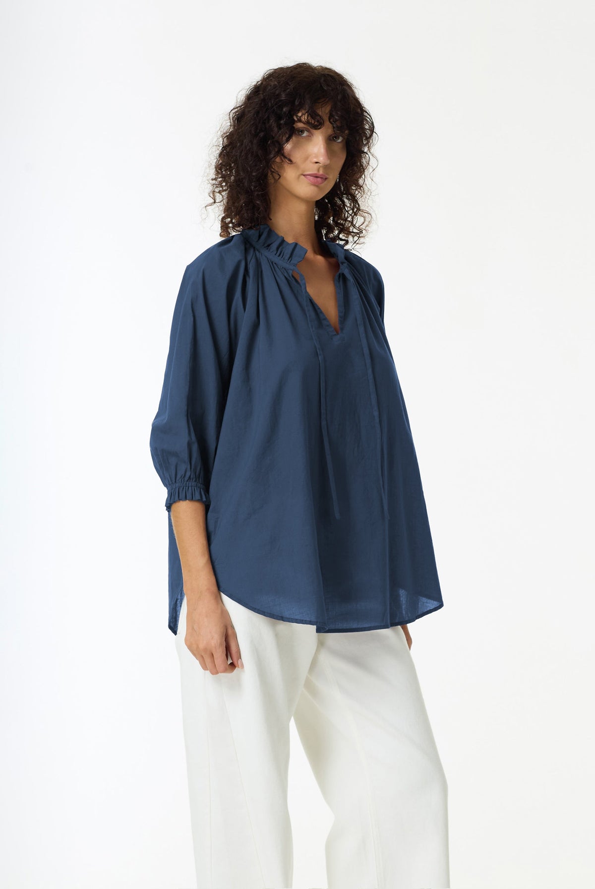 Charlotte Cotton Voile Top | Ash Blue | PRE-ORDER