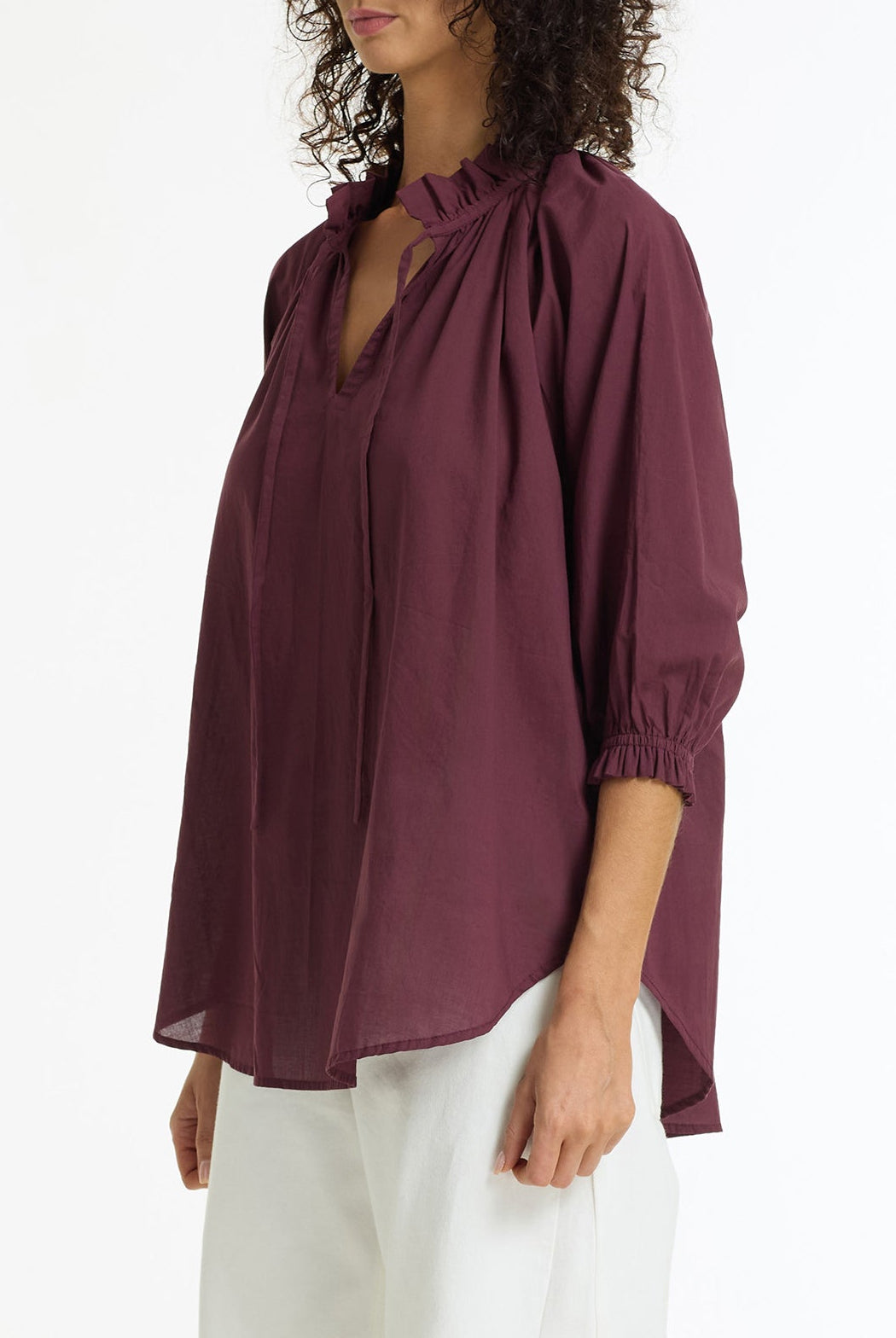 Charlotte Cotton Voile Top | Winter Wine | PRE-ORDER