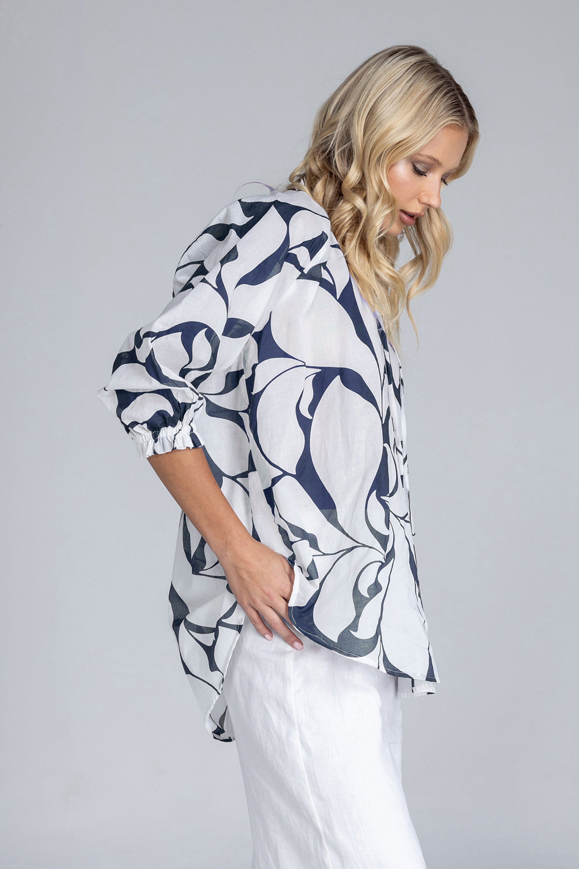 Charlotte Top - Exclusive Night Sky with Ivory Floral Print