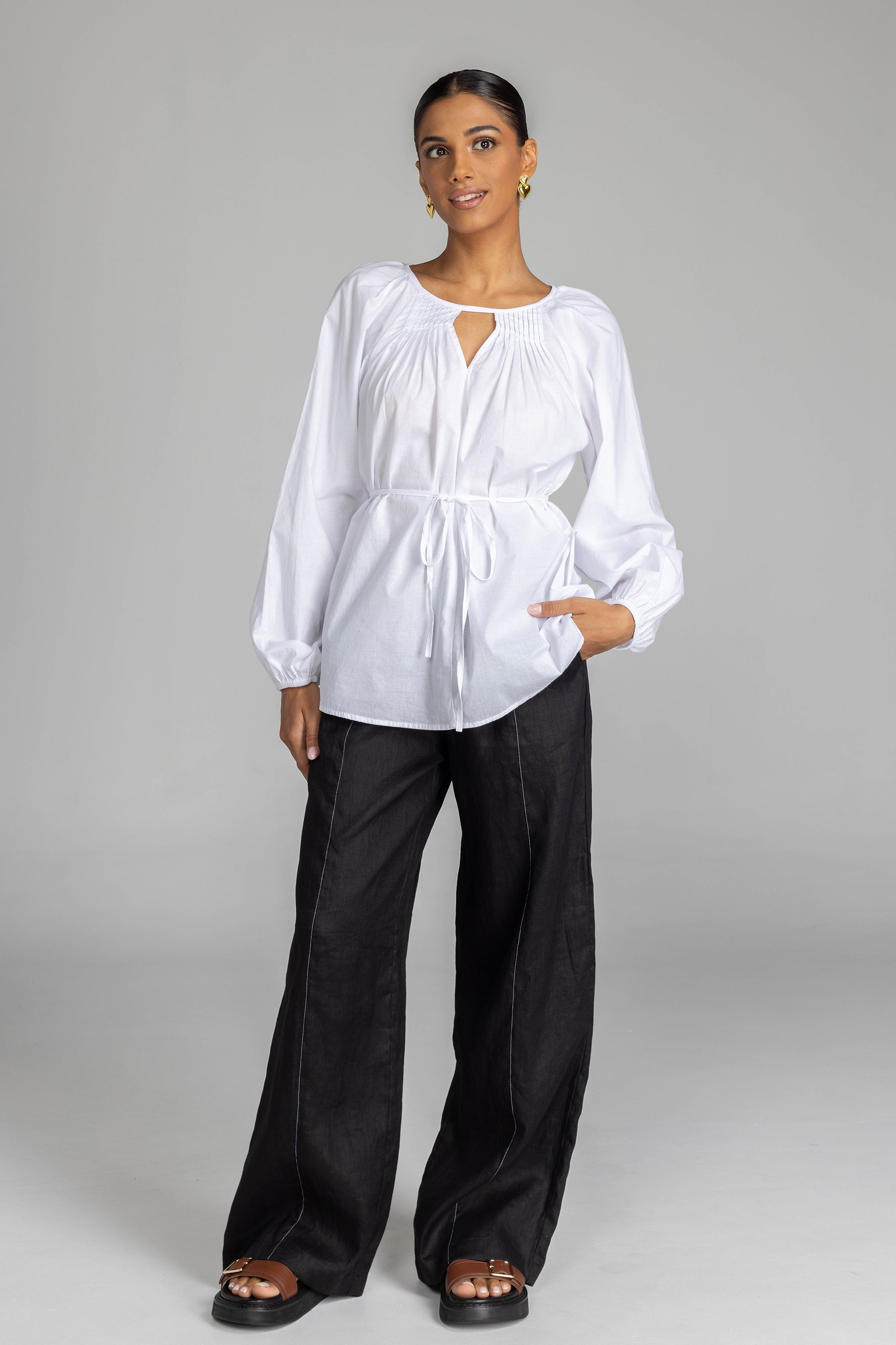 Clark Pant - Black with White Topstitching