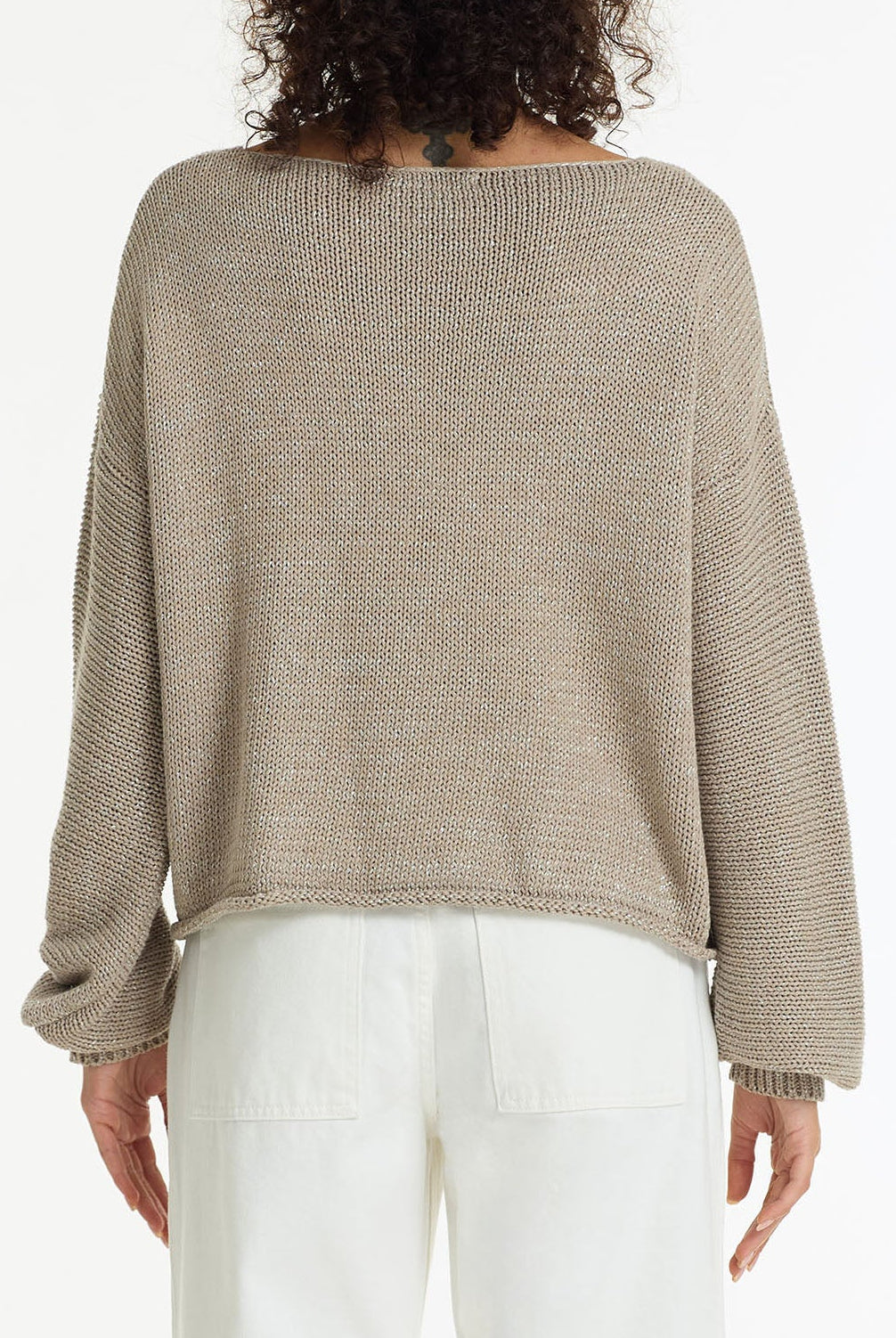 PRE-ORDER Close Sweater - Light Mocha w Silver Lurex