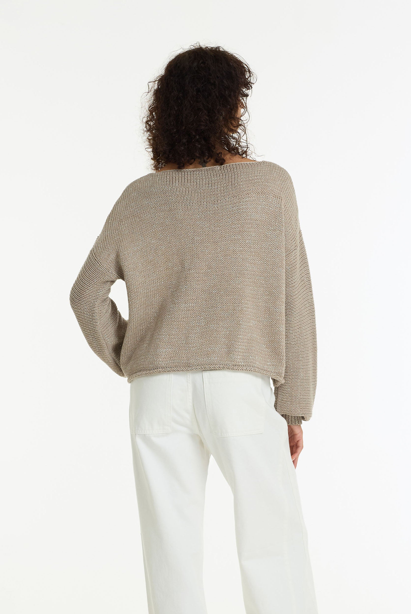 PRE-ORDER Close Sweater - Light Mocha w Silver Lurex