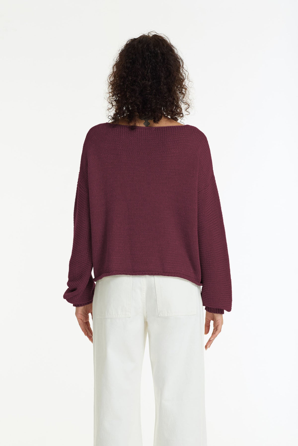 Close Cotton Yarn Sweater | Winter Wine