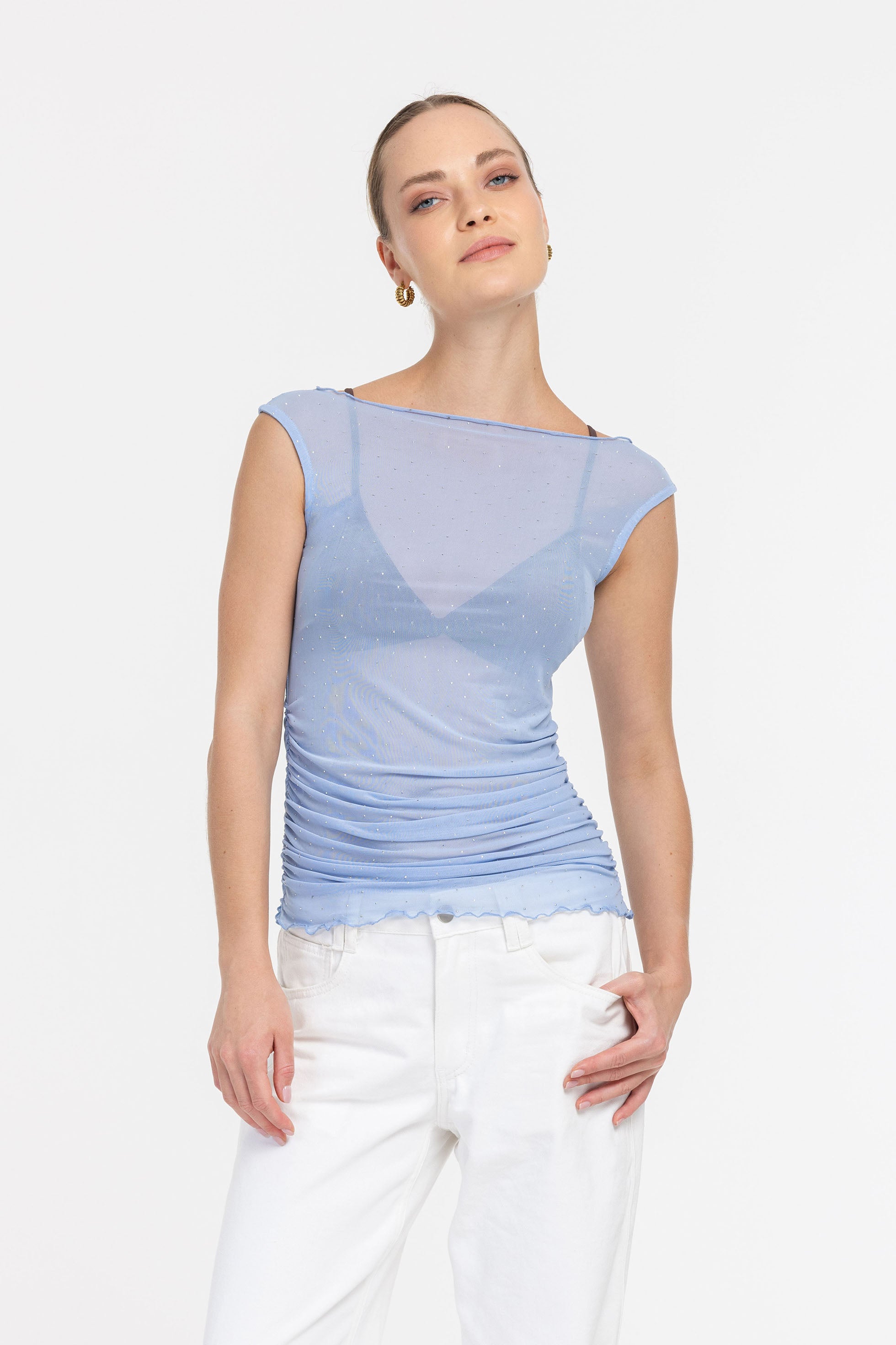 Coleen Top - Blue with Silver Diamantés - PRE-ORDER