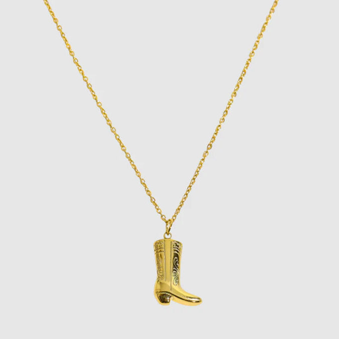 Castel & Co - Cowboy Boot Necklace - Gold