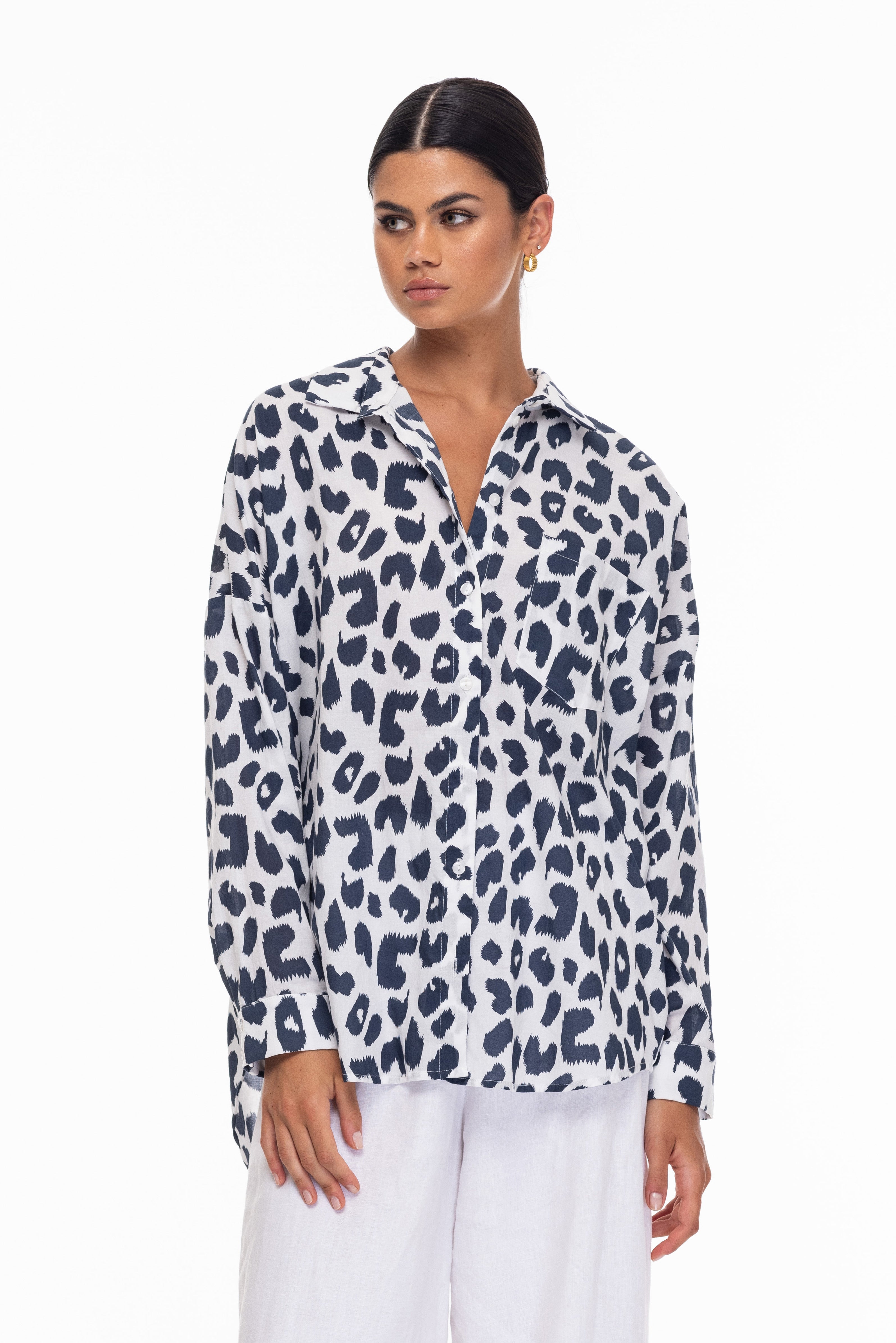 Defiant Shirt - Exclusive Ivory/Midnight Leopard Print