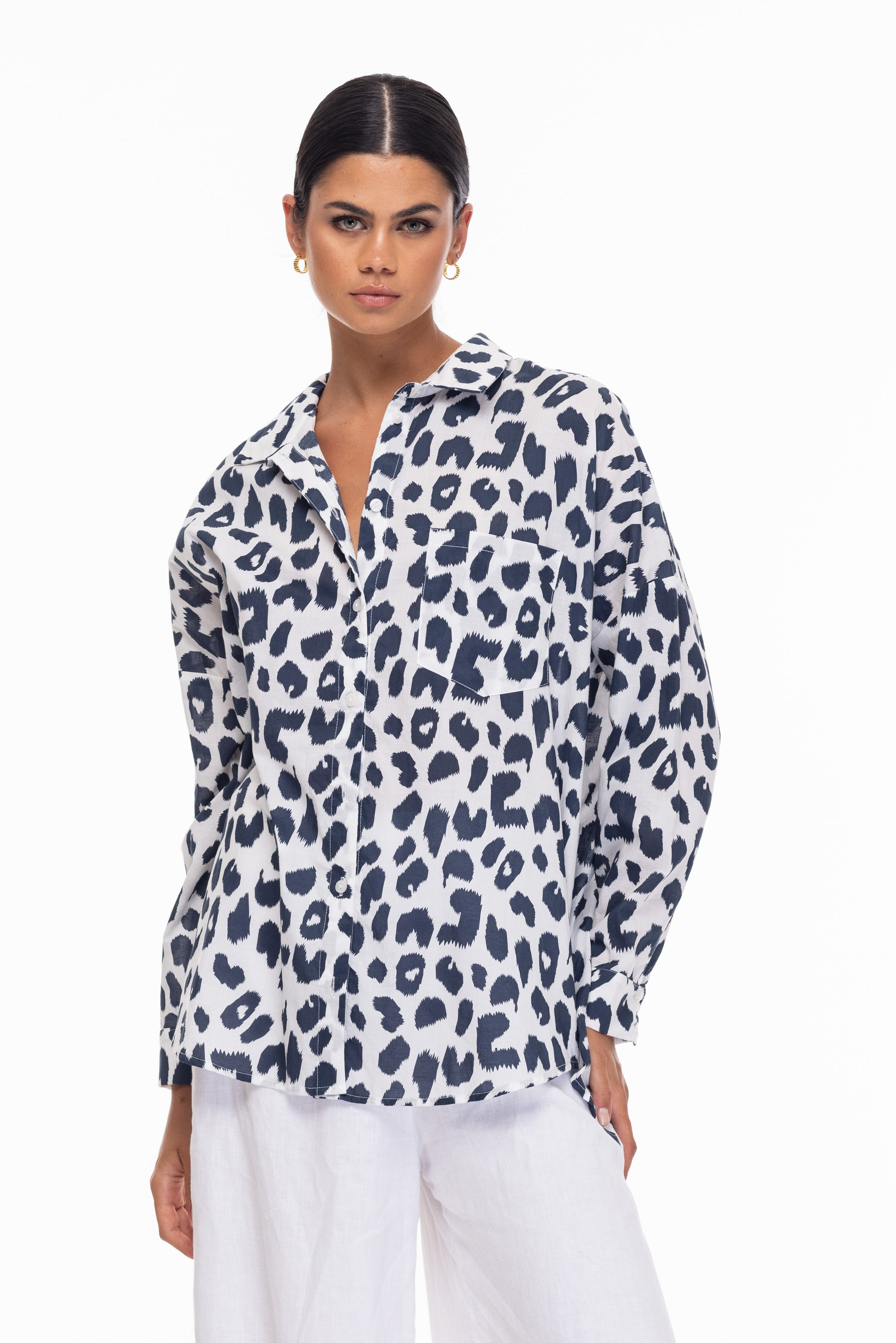 Defiant Shirt - Exclusive Ivory/Midnight Leopard Print