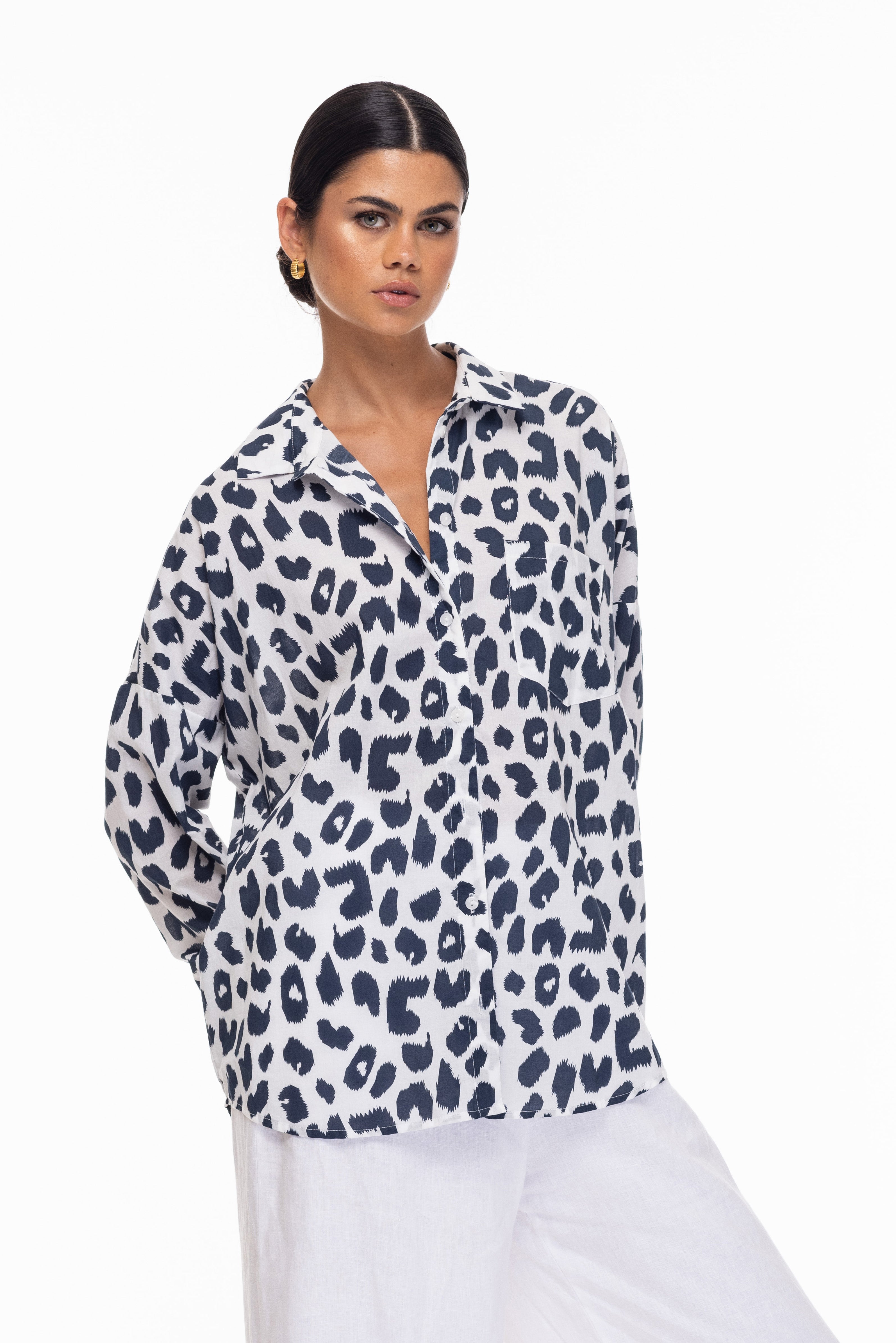 Defiant Shirt - Exclusive Ivory/Midnight Leopard Print