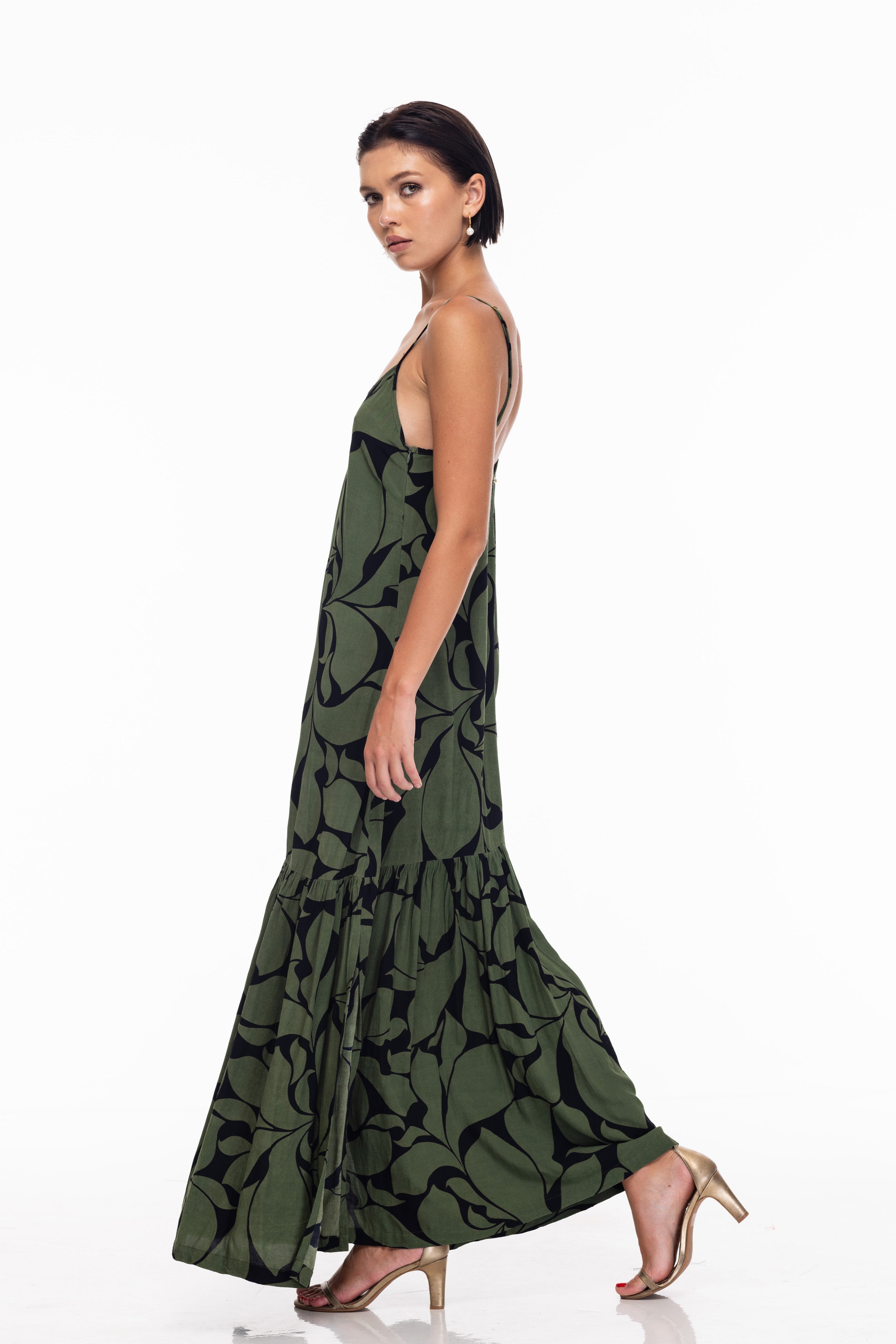 Dallas Maxi - Black/Golden Forest Floral Print