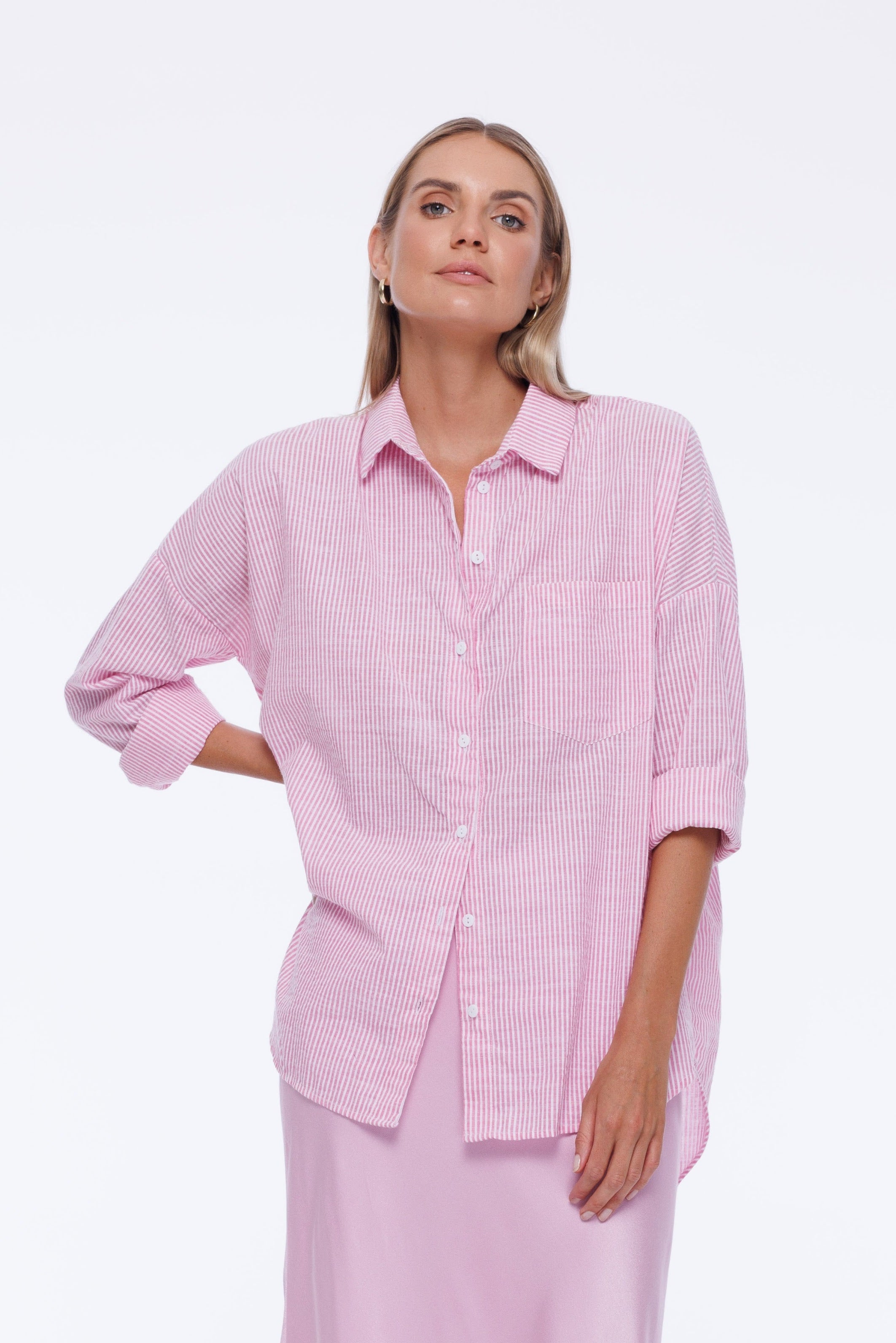 Defiant Shirt - Pink/Ivory Stripe