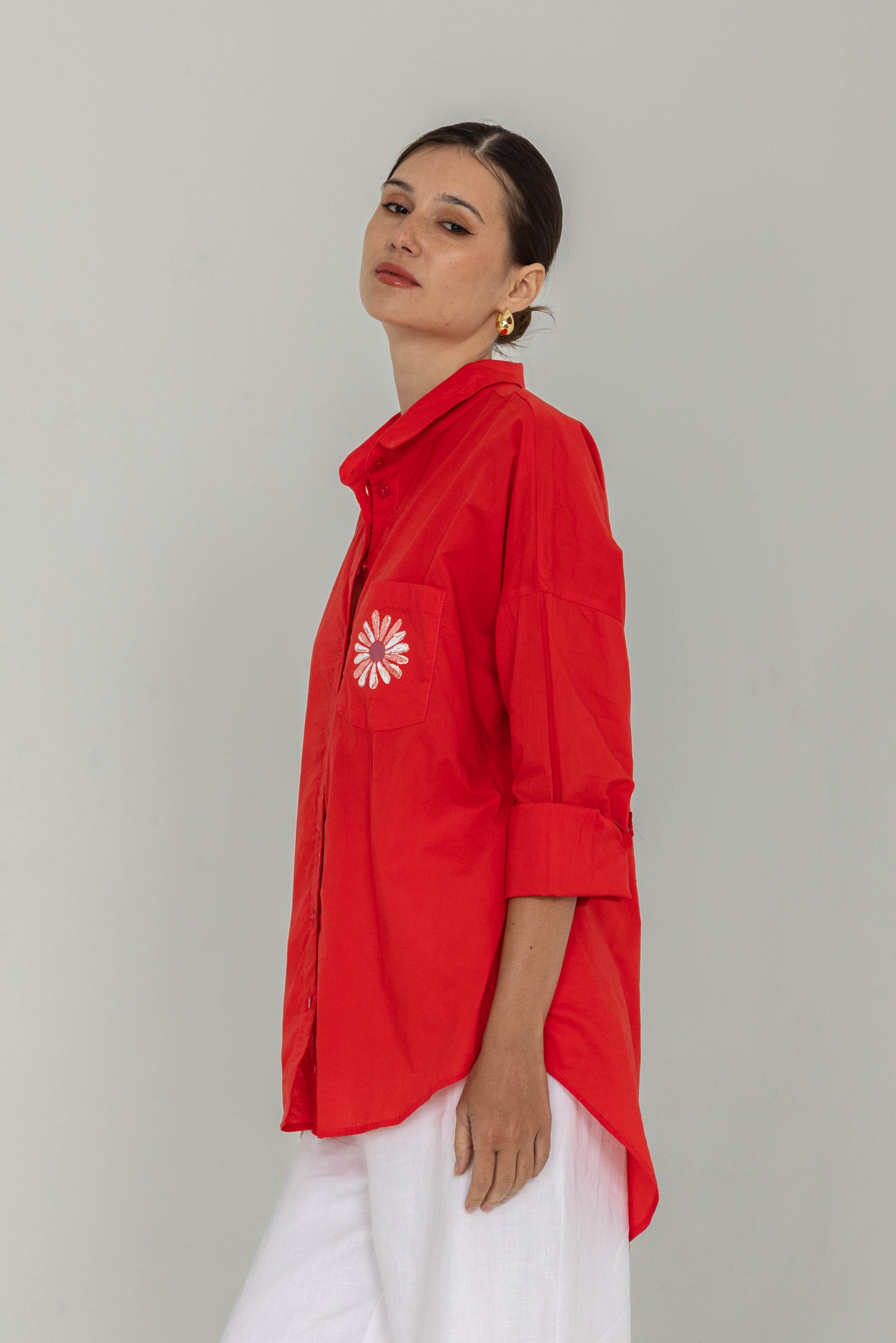 Defiant Shirt -  Red with Peppa Hart Flower