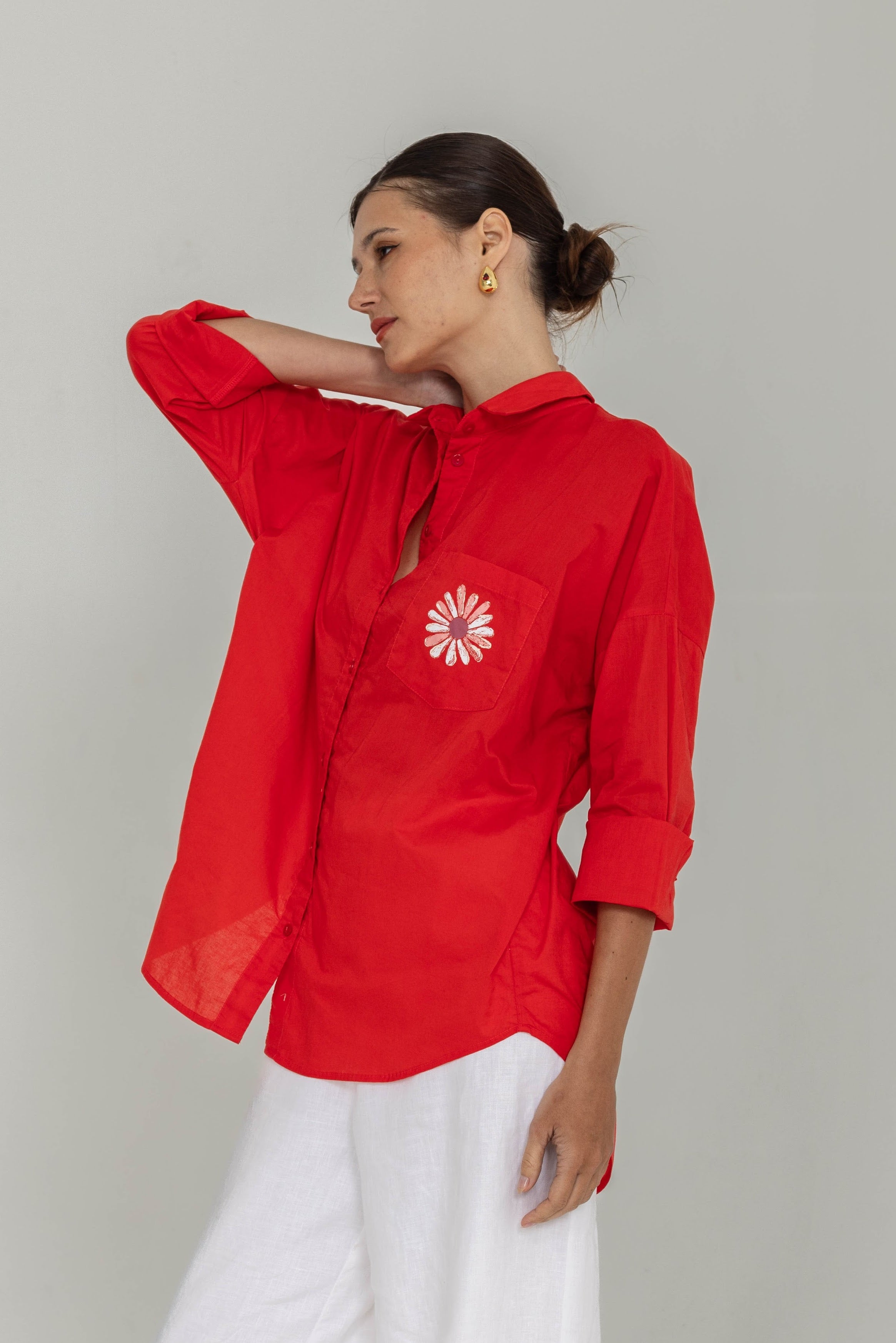 Defiant Shirt -  Red with Peppa Hart Flower