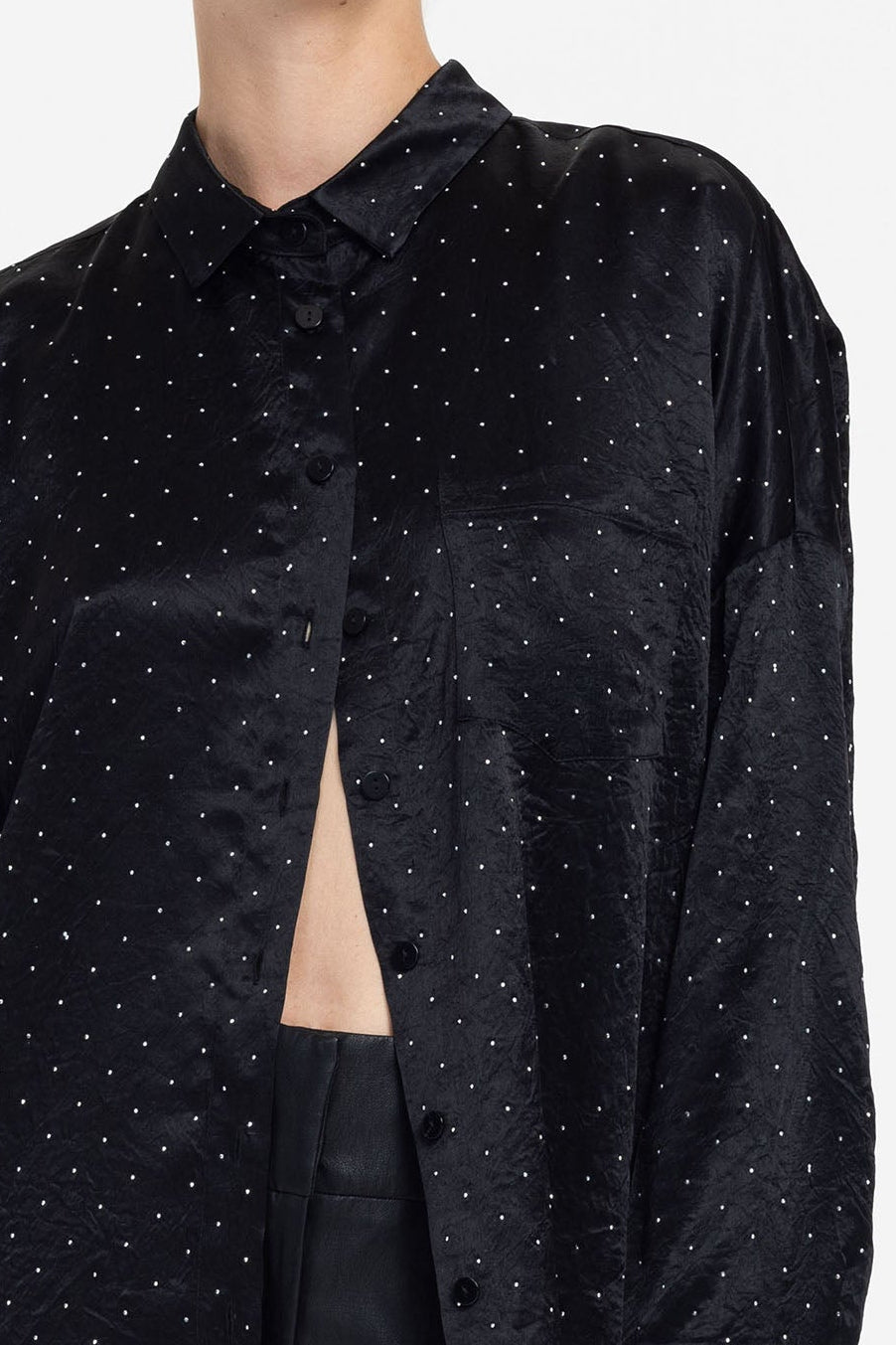 Defiant Shirt - Black with Silver Diamantés