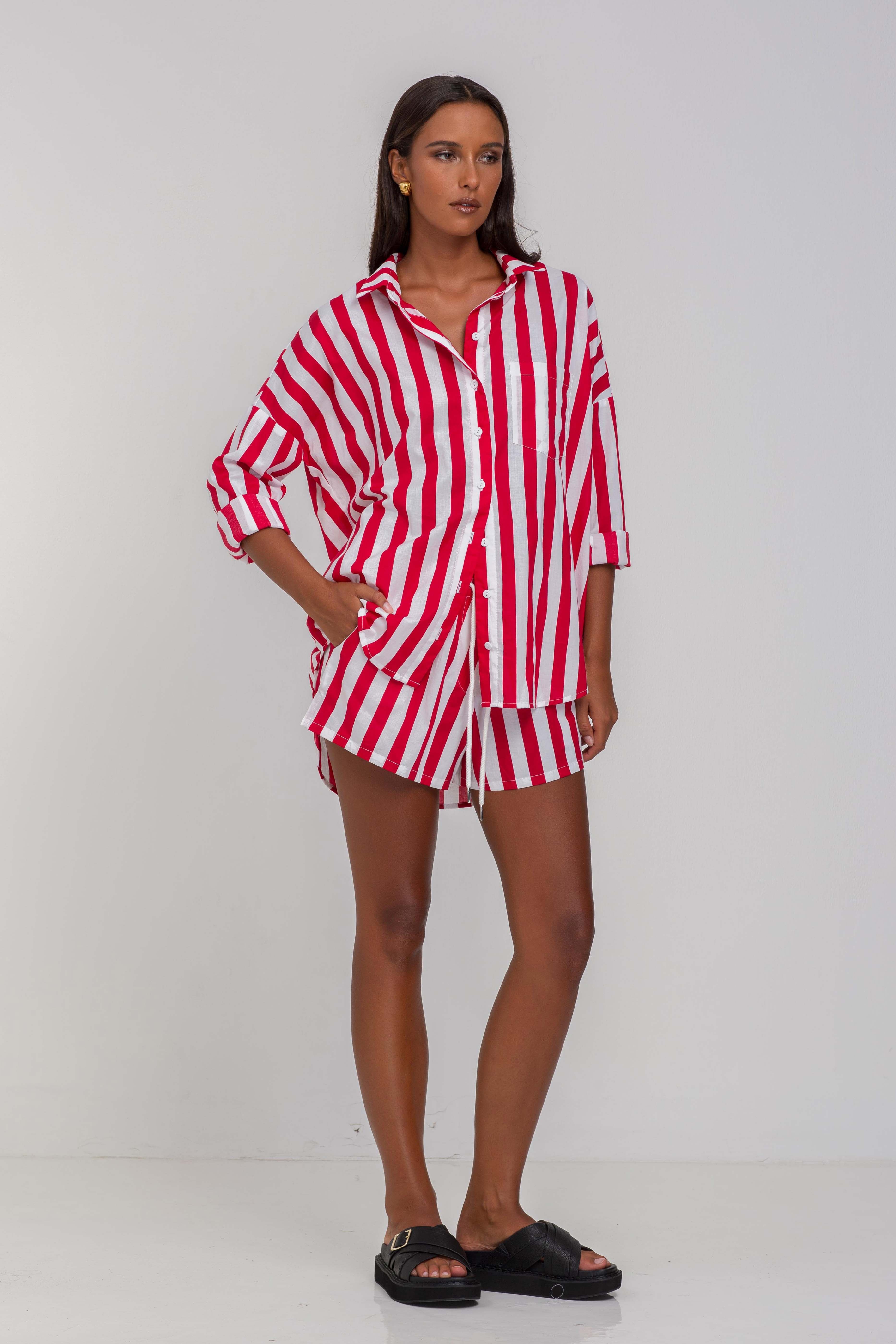 Luca Short -  Bold Red/White Stripe