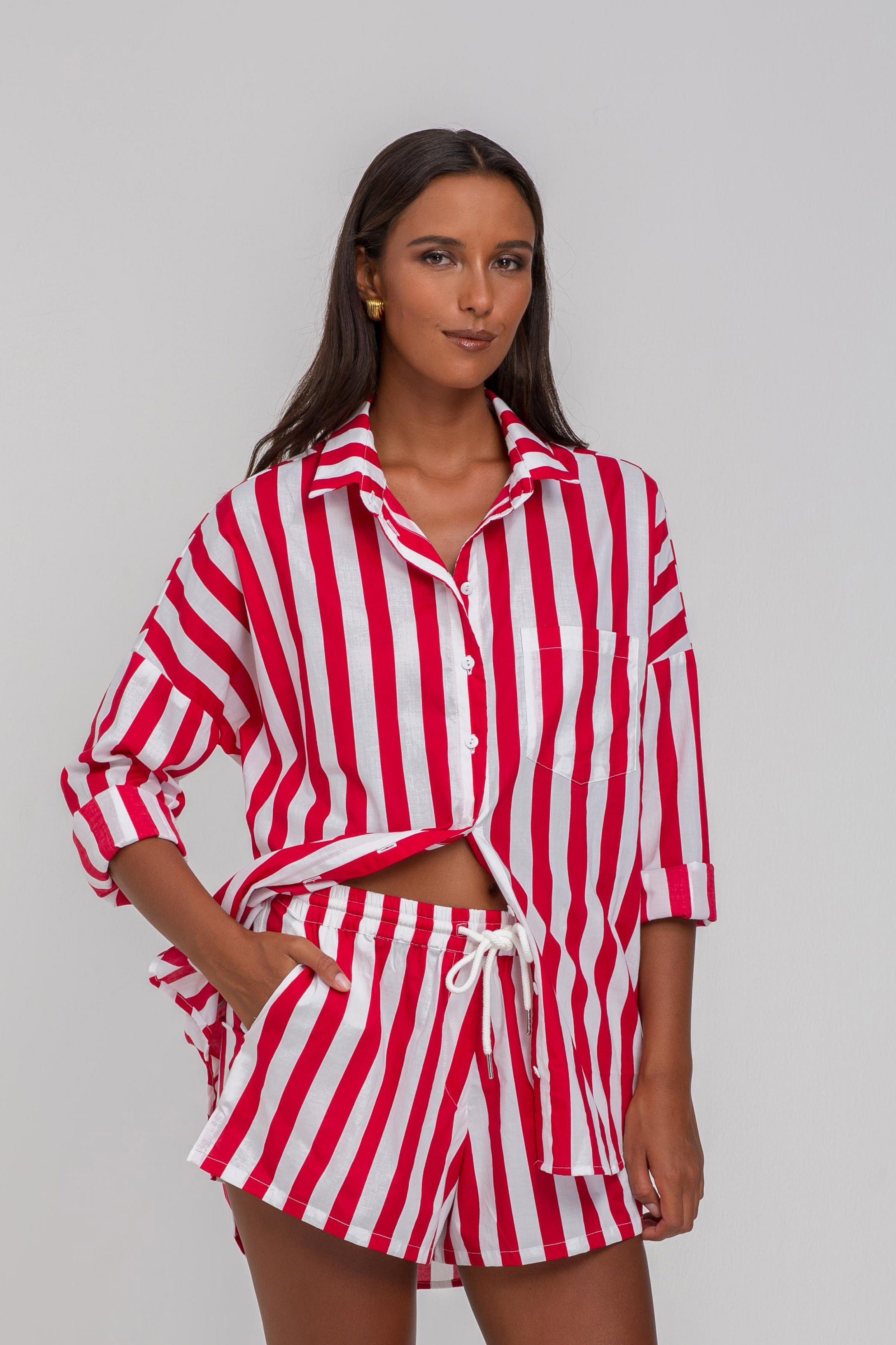 Defiant Shirt -  Red/White Bold Stripe