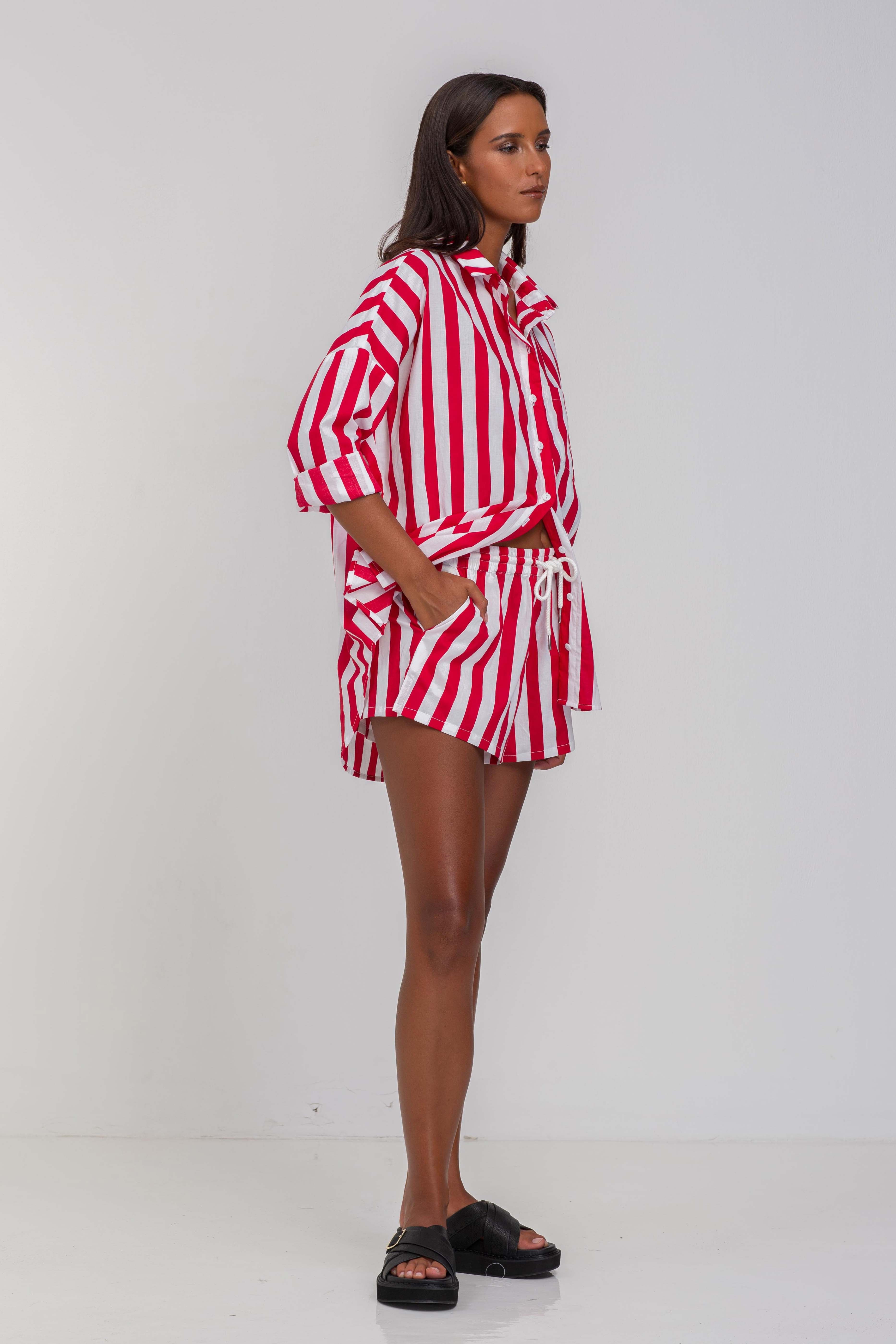 Luca Short -  Bold Red/White Stripe