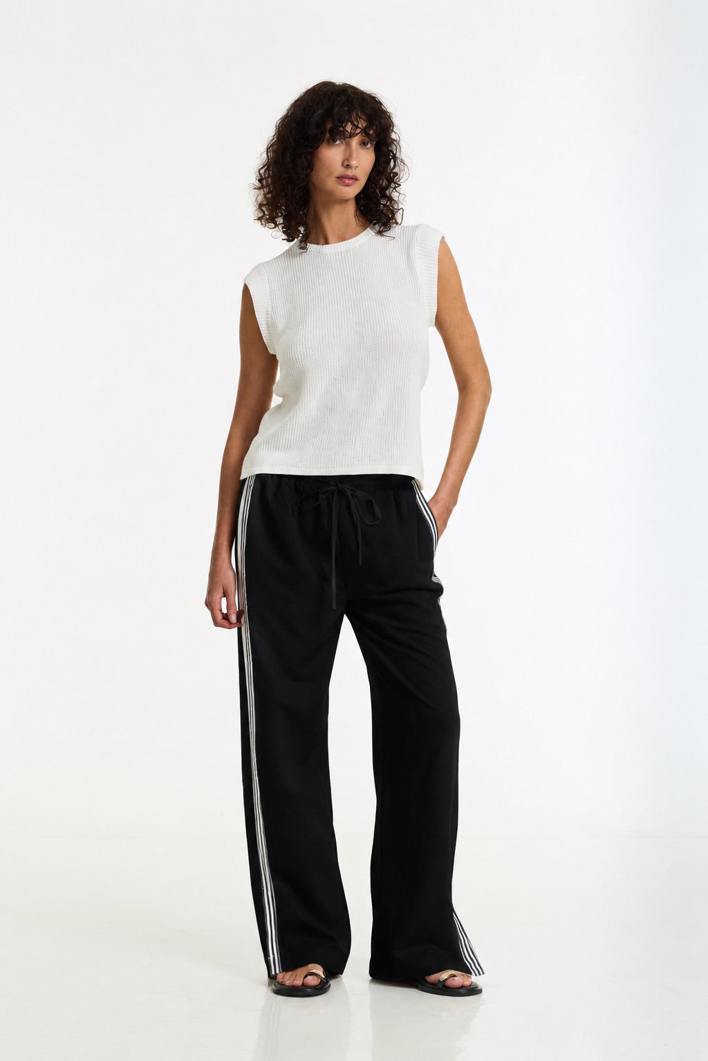 Diego Side Stripe Pant | Black/White