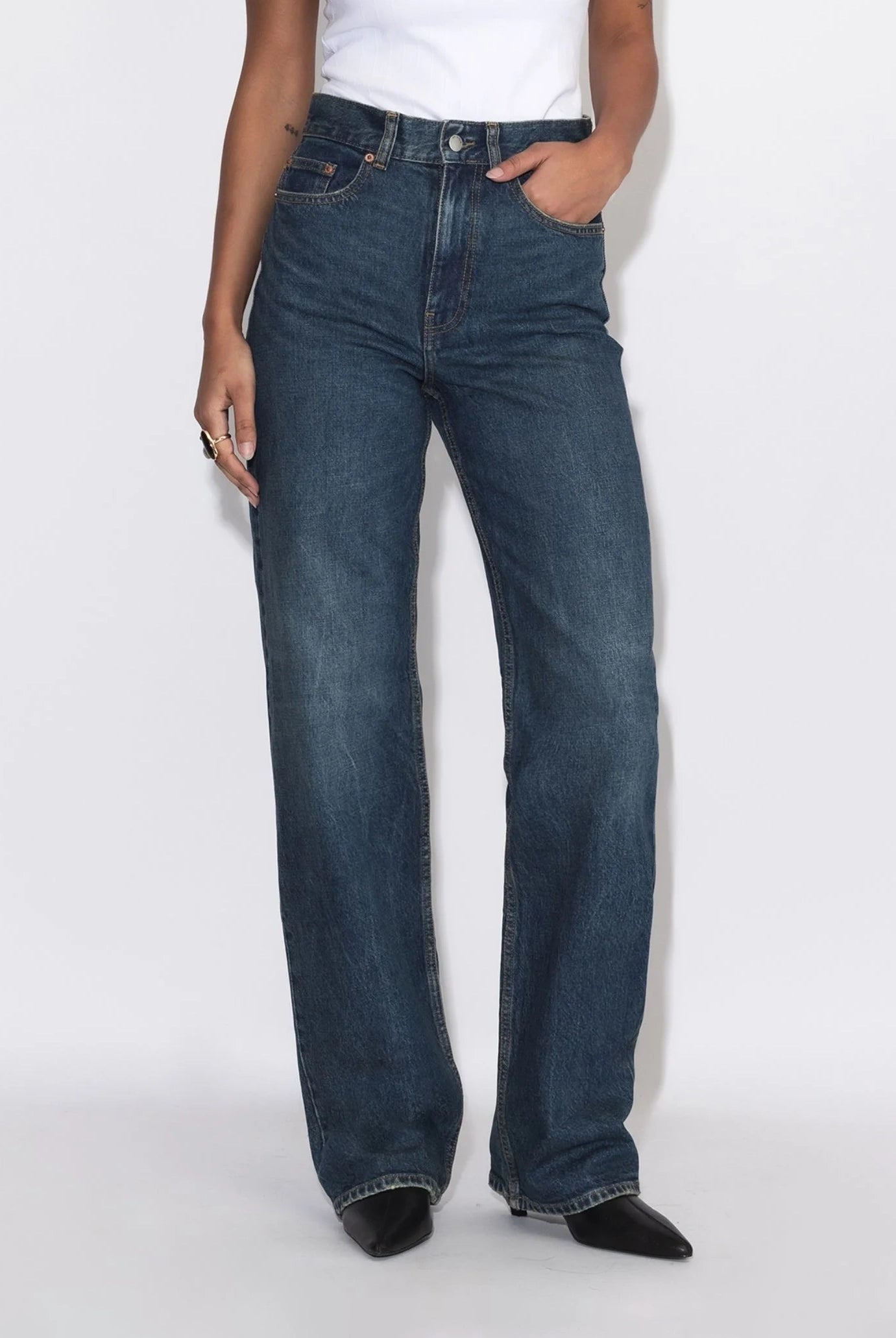 Dr Denim - Echo High Straight Jeans - Bay Dark Used Vintage