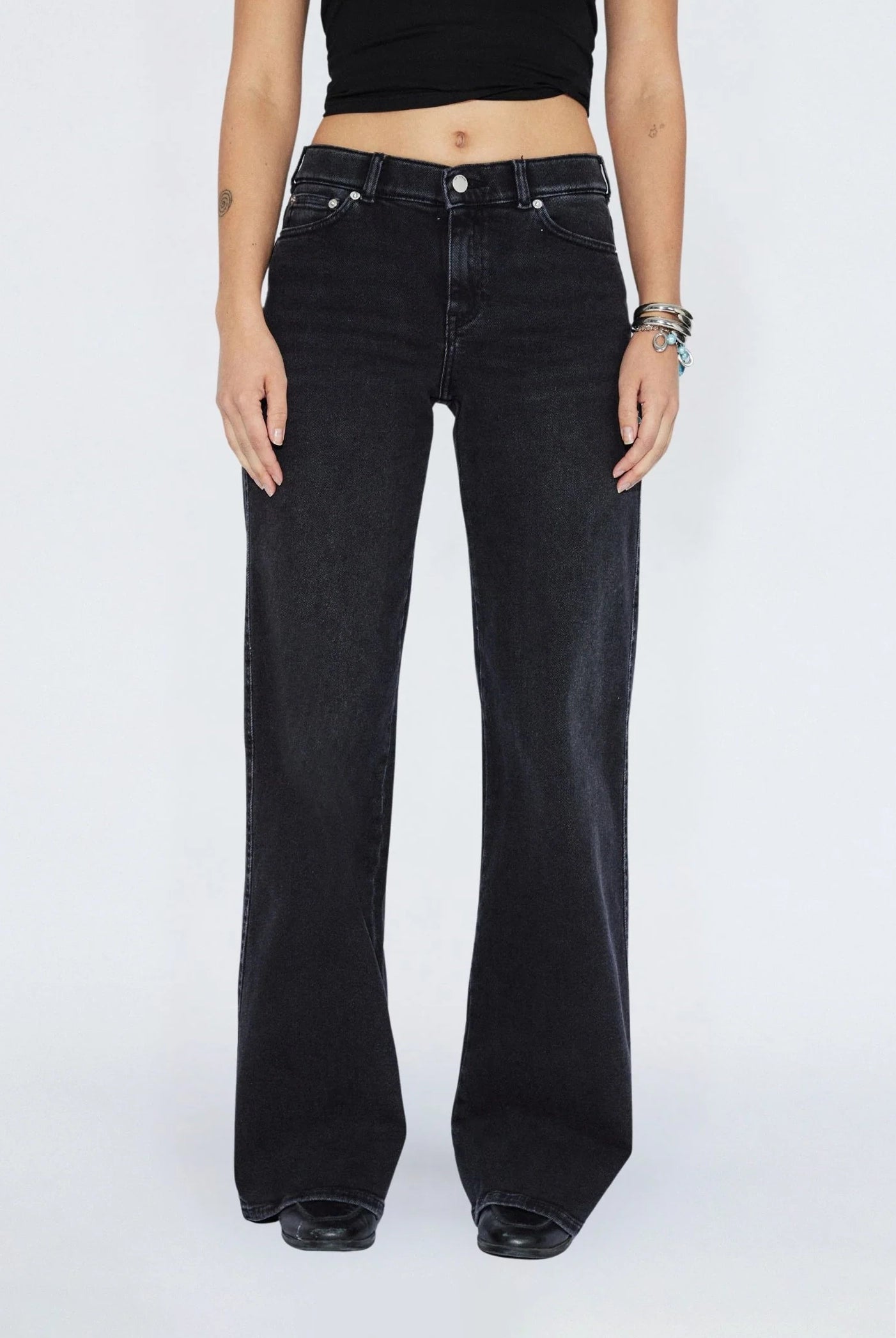 Dr Denim - Zila Low Wide Jeans - Black Mist