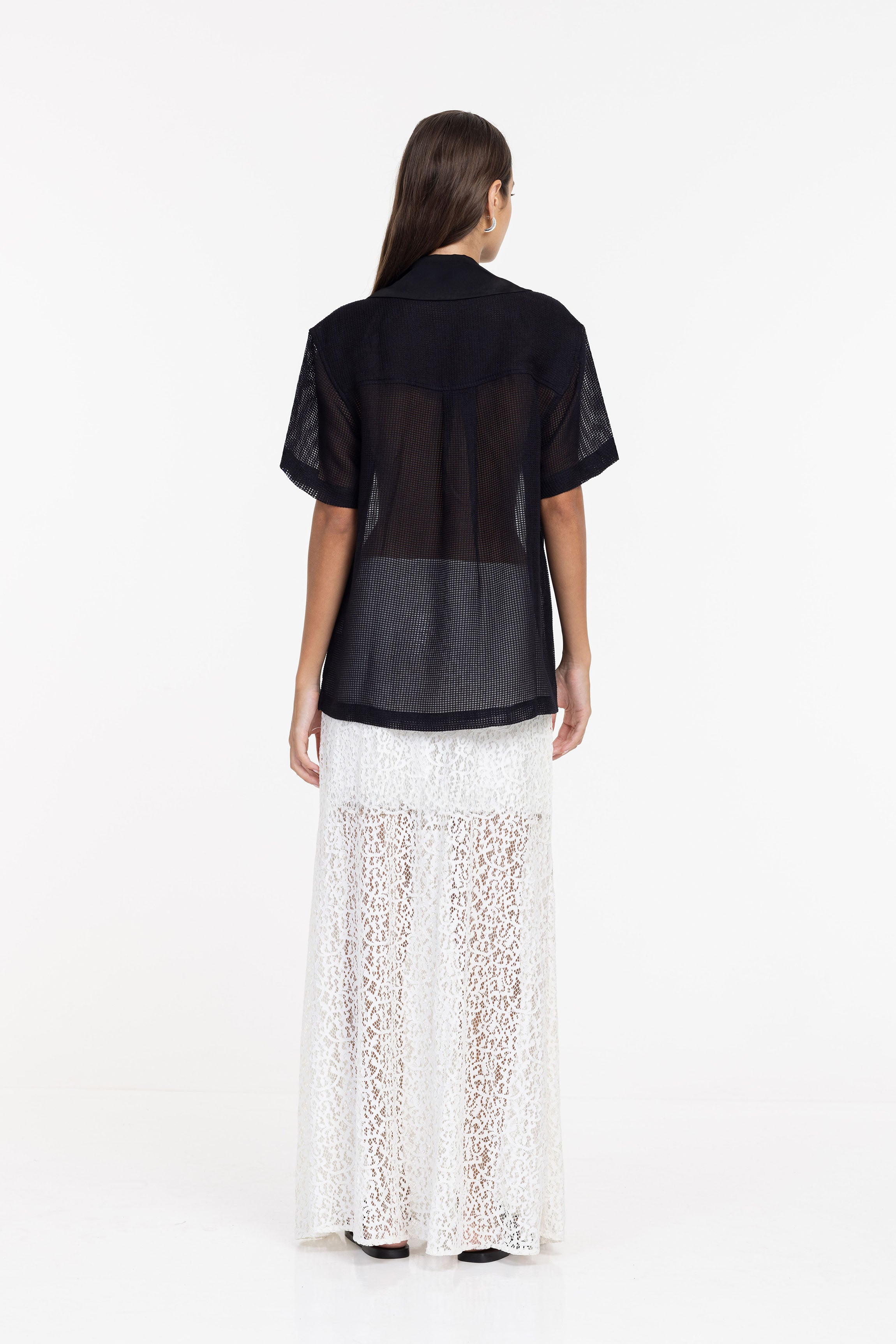 Meshed Hearts Skirt - Ivory