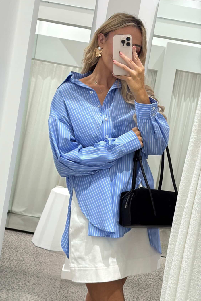 Two Makes One Shirt - Blue with White Stripe