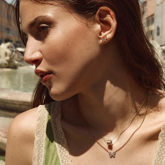 Fairley - Butterfly Pave Necklace - Gold