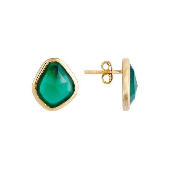 Fairley - Green Agate Splice Studs - Gold
