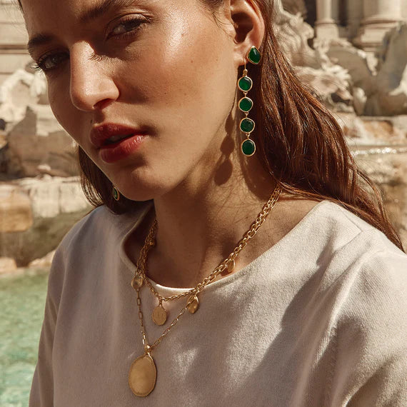 Fairley - Green Agate Splice Studs - Gold
