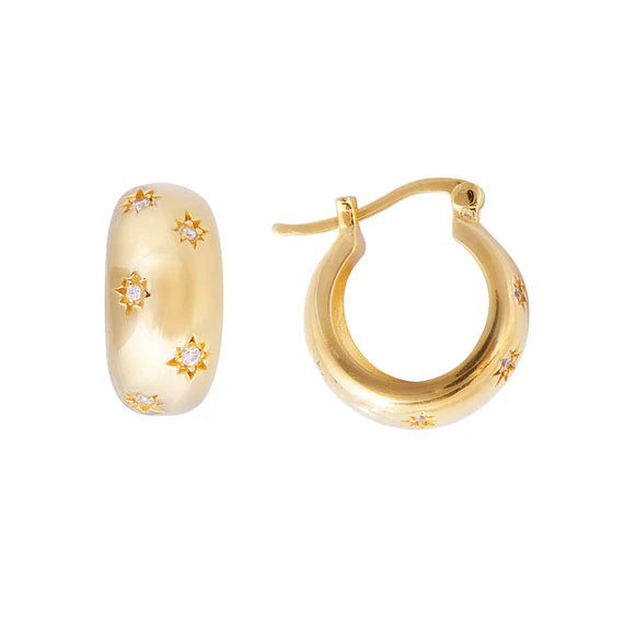 Fairley - Starburst Flared Hoops - Gold